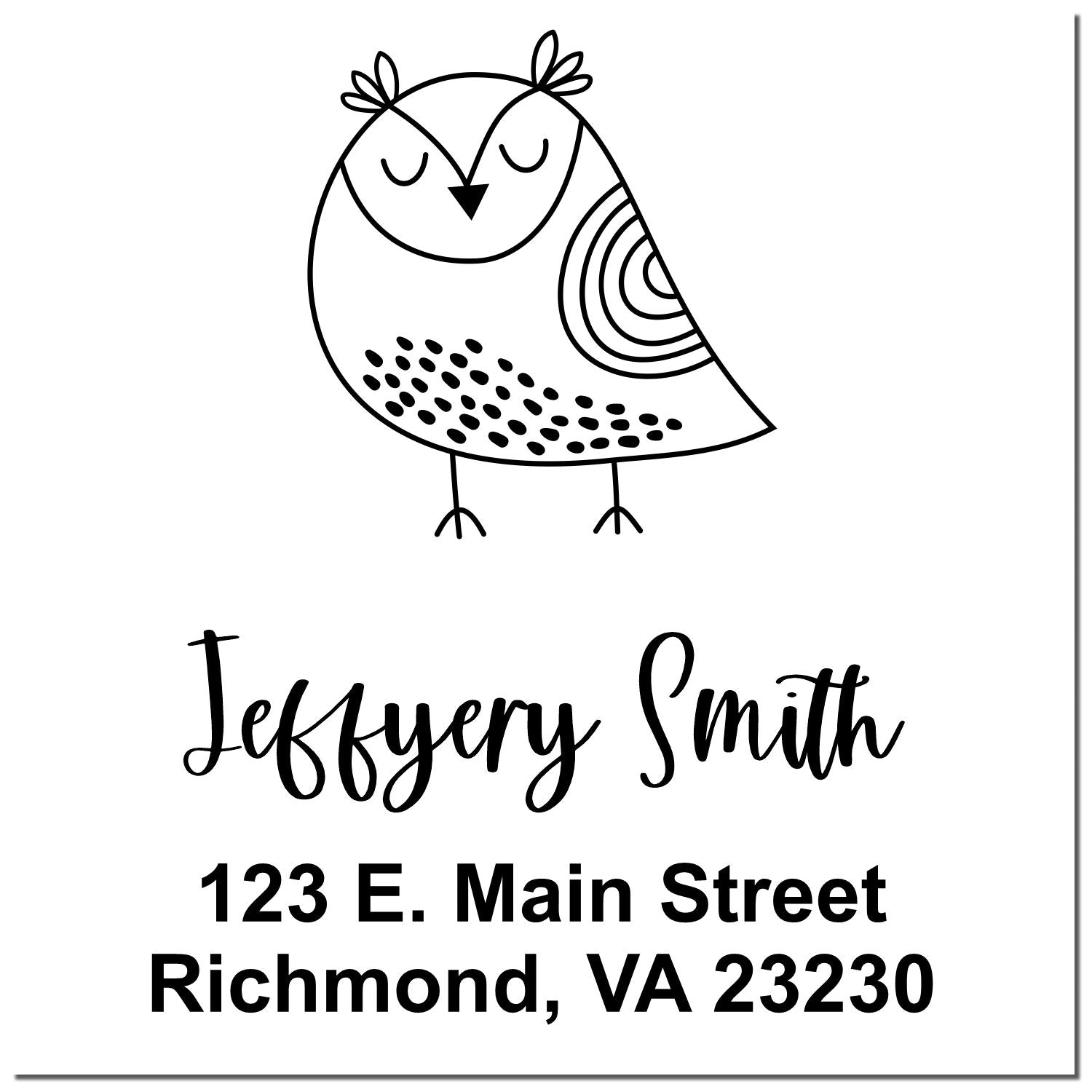 PSI Pre-Inked Whimsical Pets Sleepy Bird Customized Name And Address Stamper - Engineer Seal Stamps