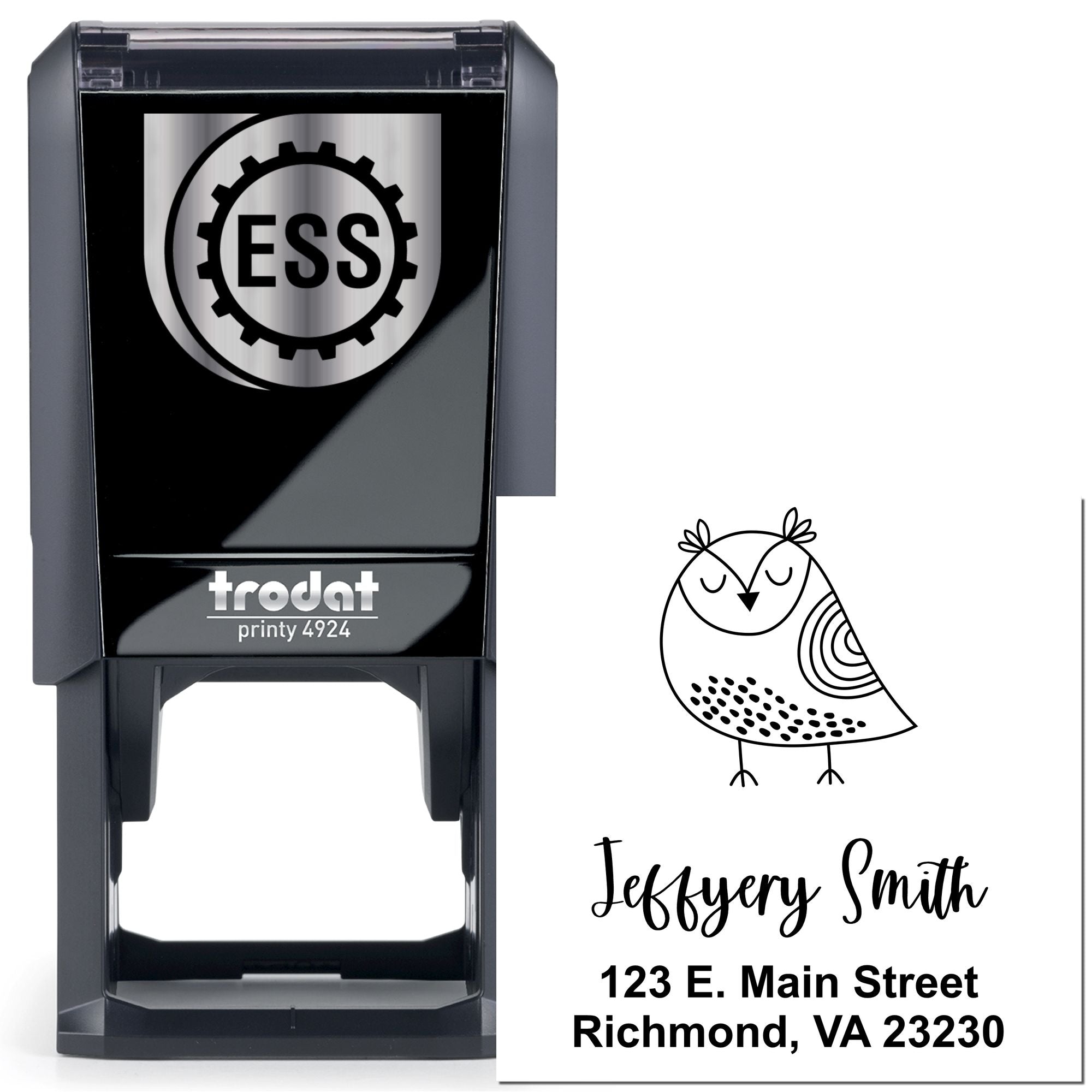 Self-Inking Whimsical Pets Sleepy Bird Personalized New Home Stamp - Engineer Seal Stamps