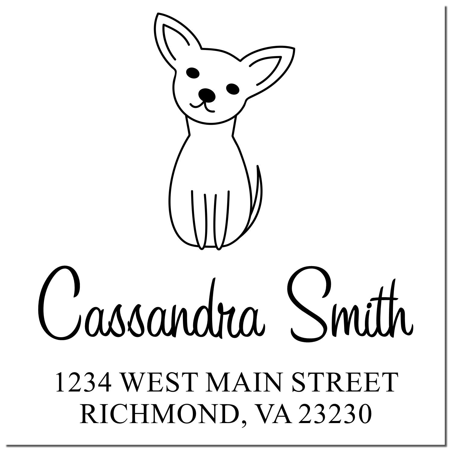 Self-Inking Whimsical Pets Curious Chihuahua Personalized New Home Stamper - Engineer Seal Stamps