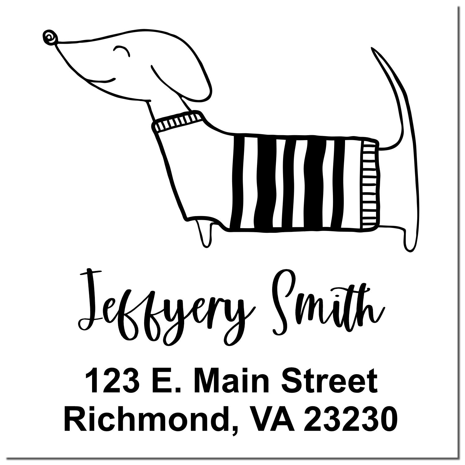 PSI Pre-Inked Whimsical Pets Dashing Dachshund Customized Return Address Stamper - Engineer Seal Stamps
