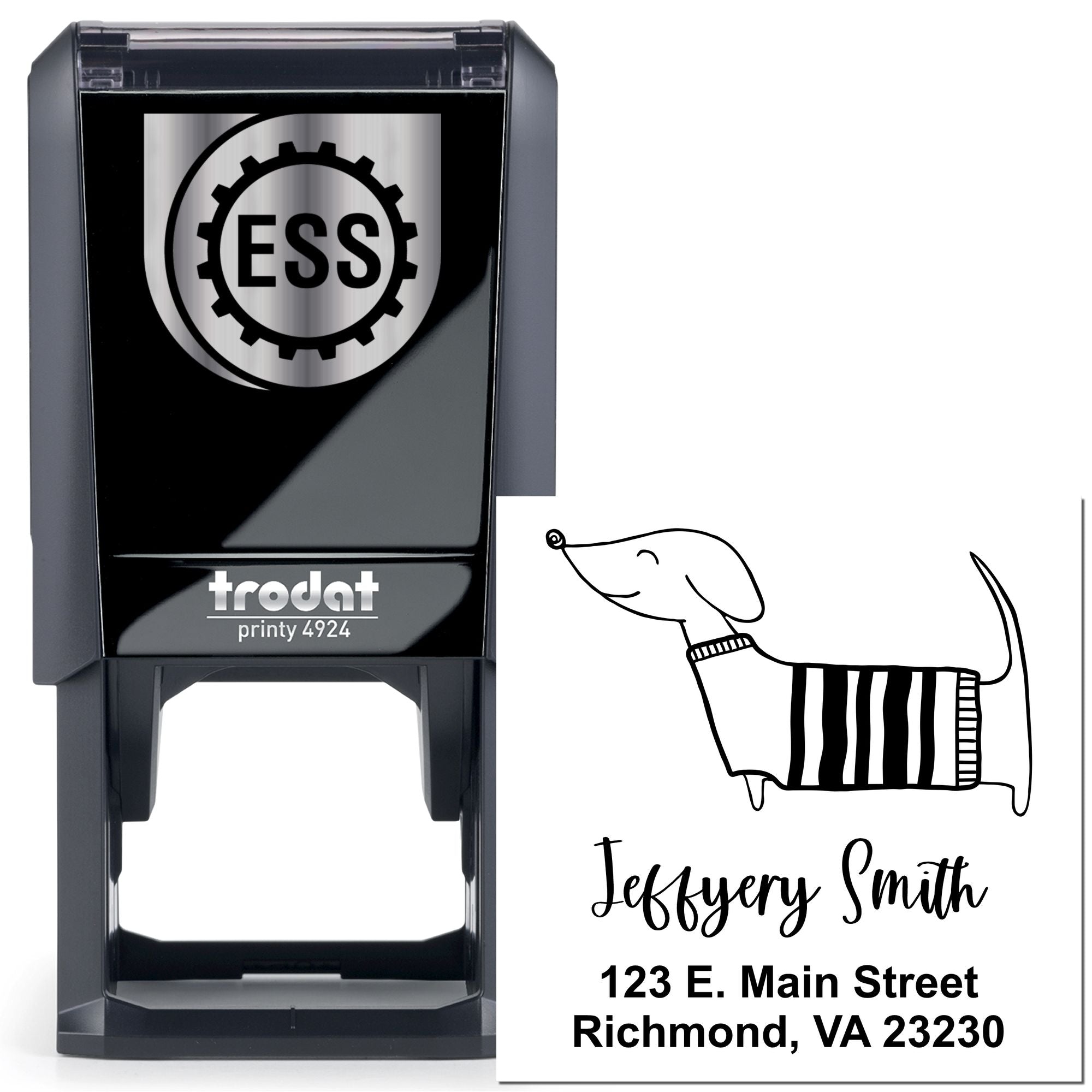 Self-Inking Whimsical Pets Dashing Dachshund Customized Mail Stamp - Engineer Seal Stamps