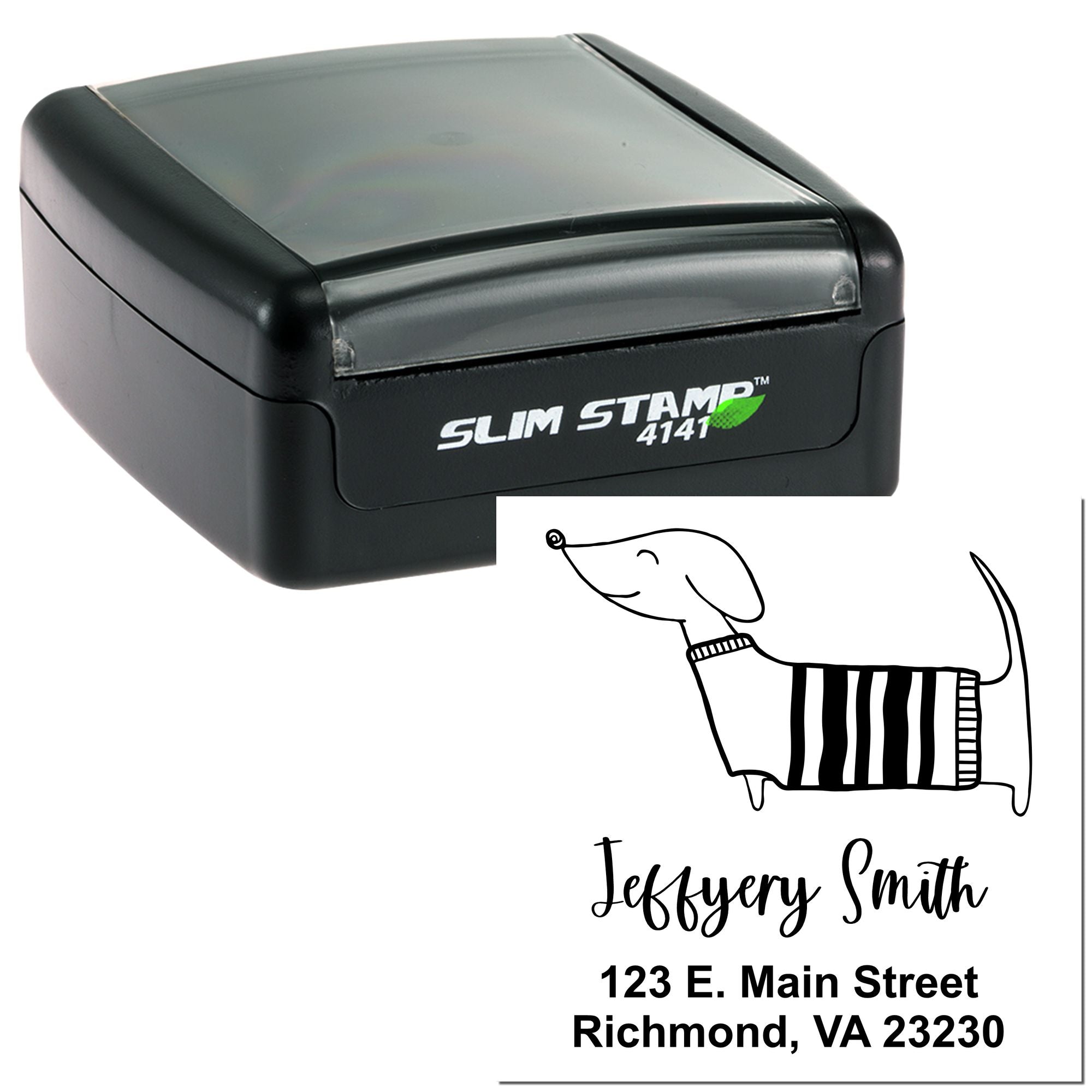 Portable Dashing Dachshund Envelope Stamp Pre-Inked - Engineer Seal Stamps