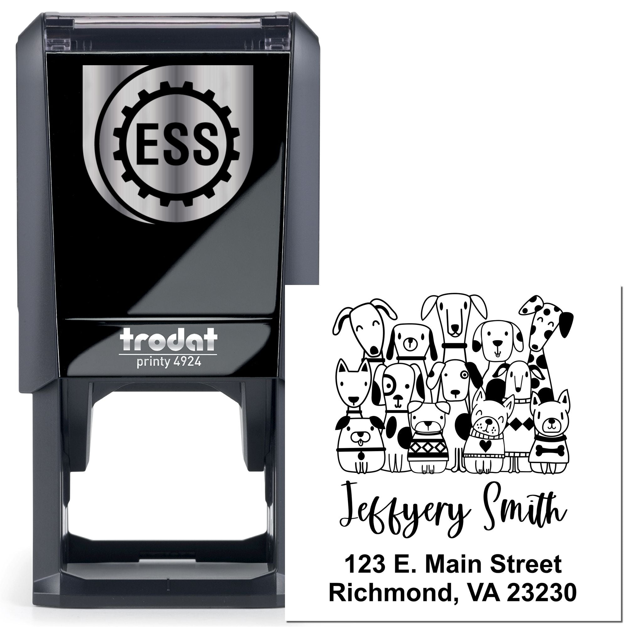 Self-Inking Whimsical Pets Horde of Hounds Customized Mail Stamper - Engineer Seal Stamps