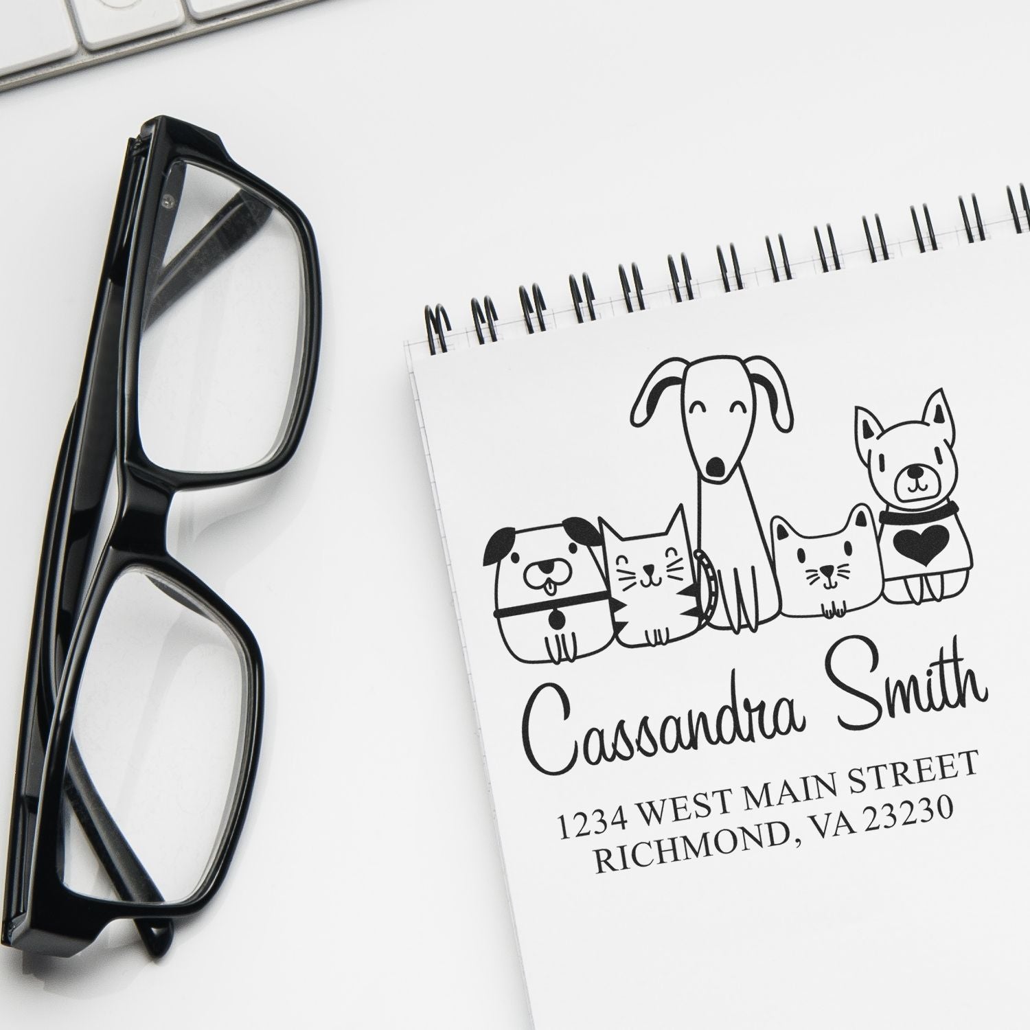 PSI Pre-Inked Whimsical Pets Team Pet Customized Home Address Stamper - Engineer Seal Stamps