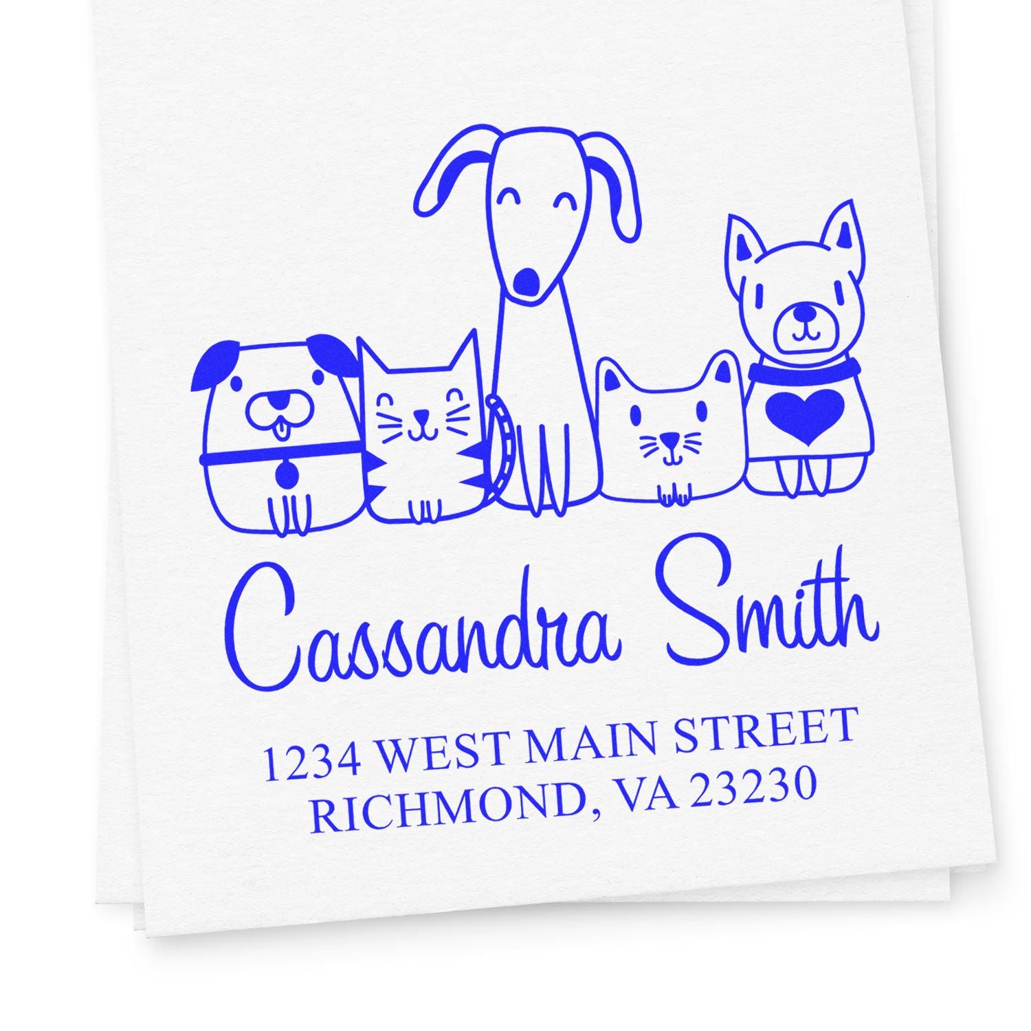 PSI Pre-Inked Whimsical Pets Team Pet Customized Home Address Stamper - Engineer Seal Stamps