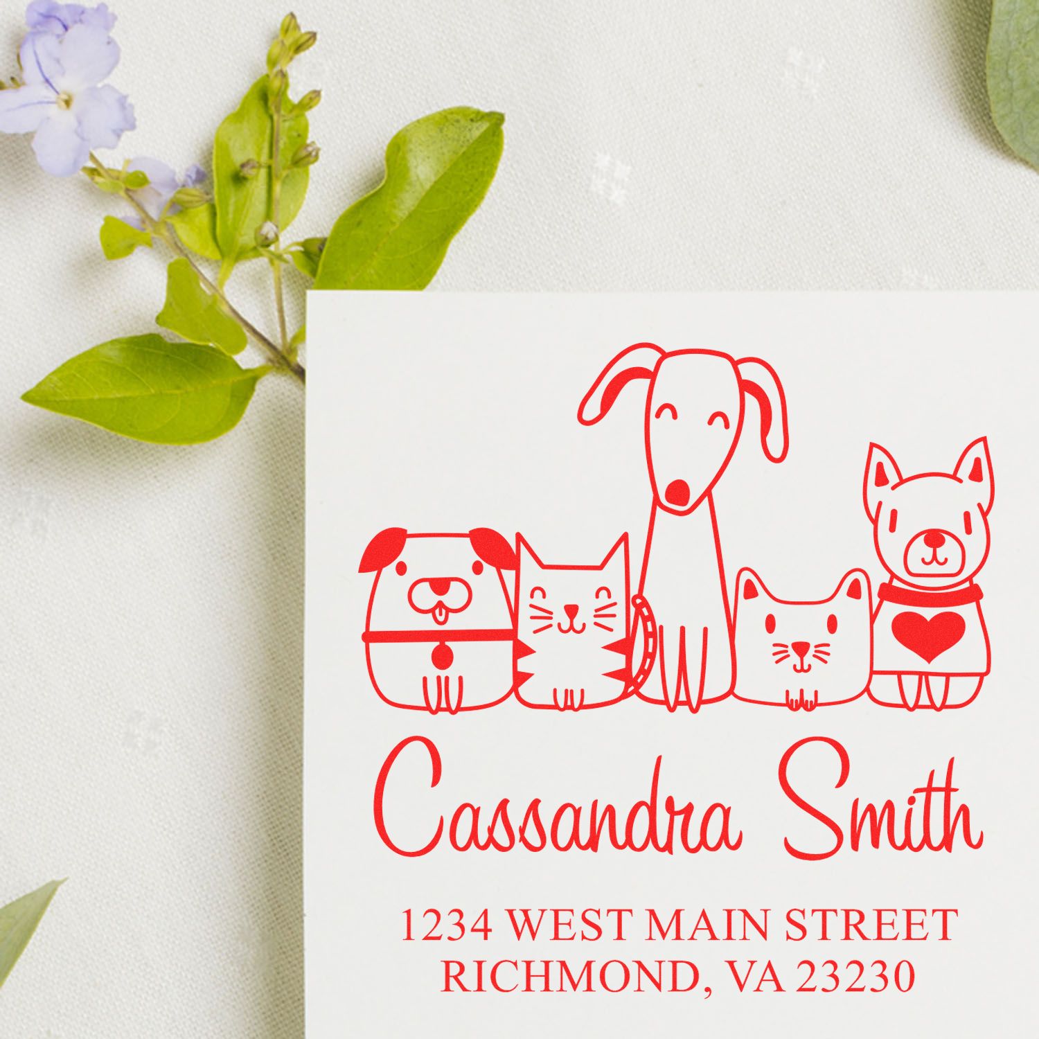 PSI Pre-Inked Whimsical Pets Team Pet Customized Home Address Stamper - Engineer Seal Stamps