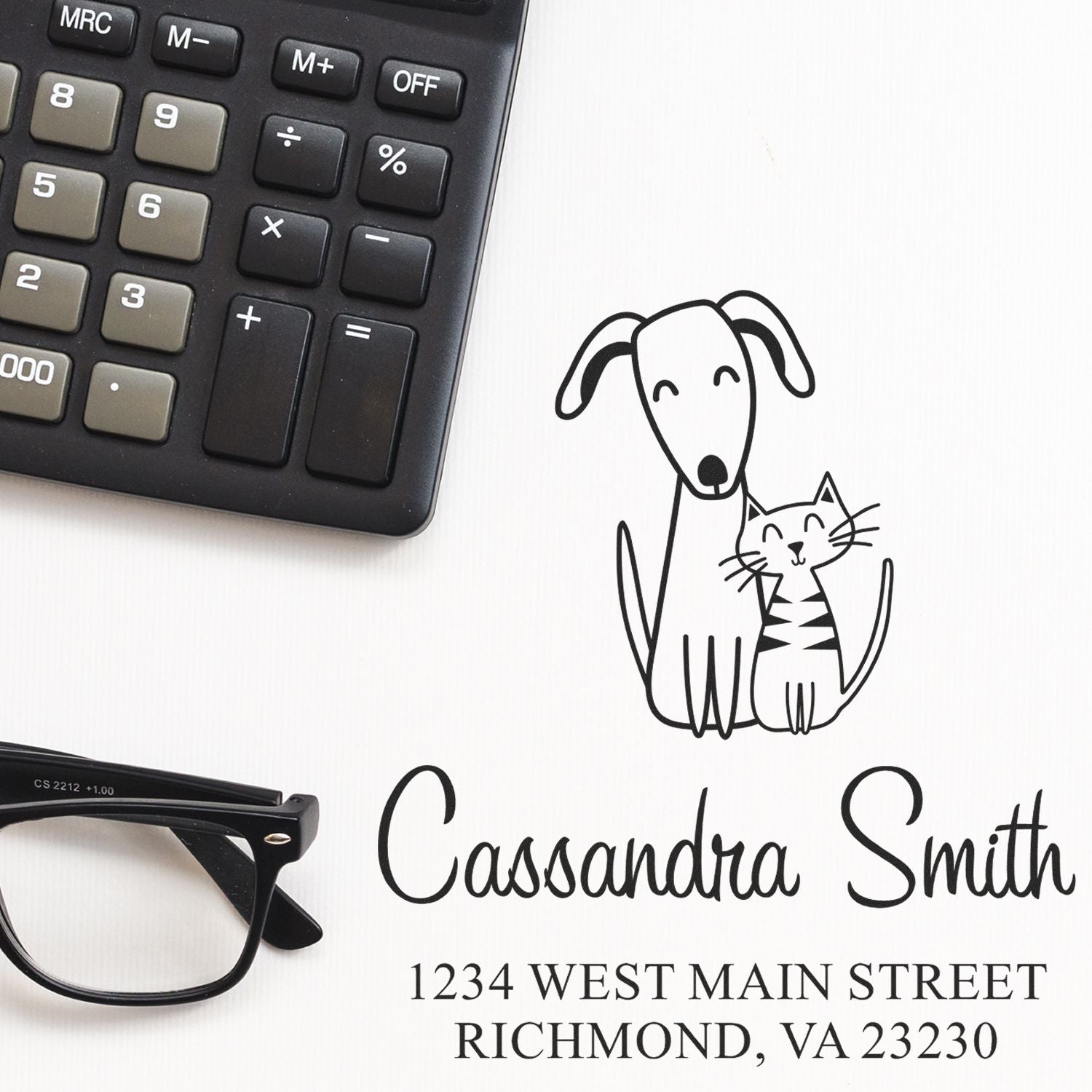 PSI Pre-Inked Whimsical Pets Adorable Pair Customized New Home Stamp - Engineer Seal Stamps
