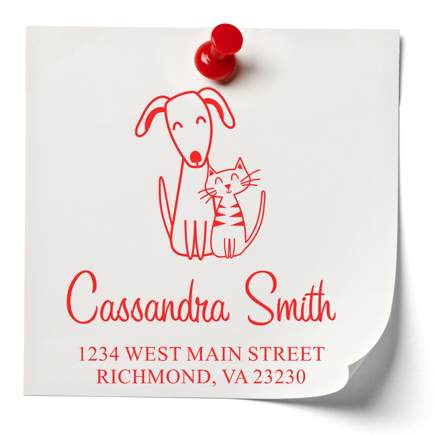 Self-Inking Whimsical Pets Adorable Pair Customized Address Stamper - Engineer Seal Stamps