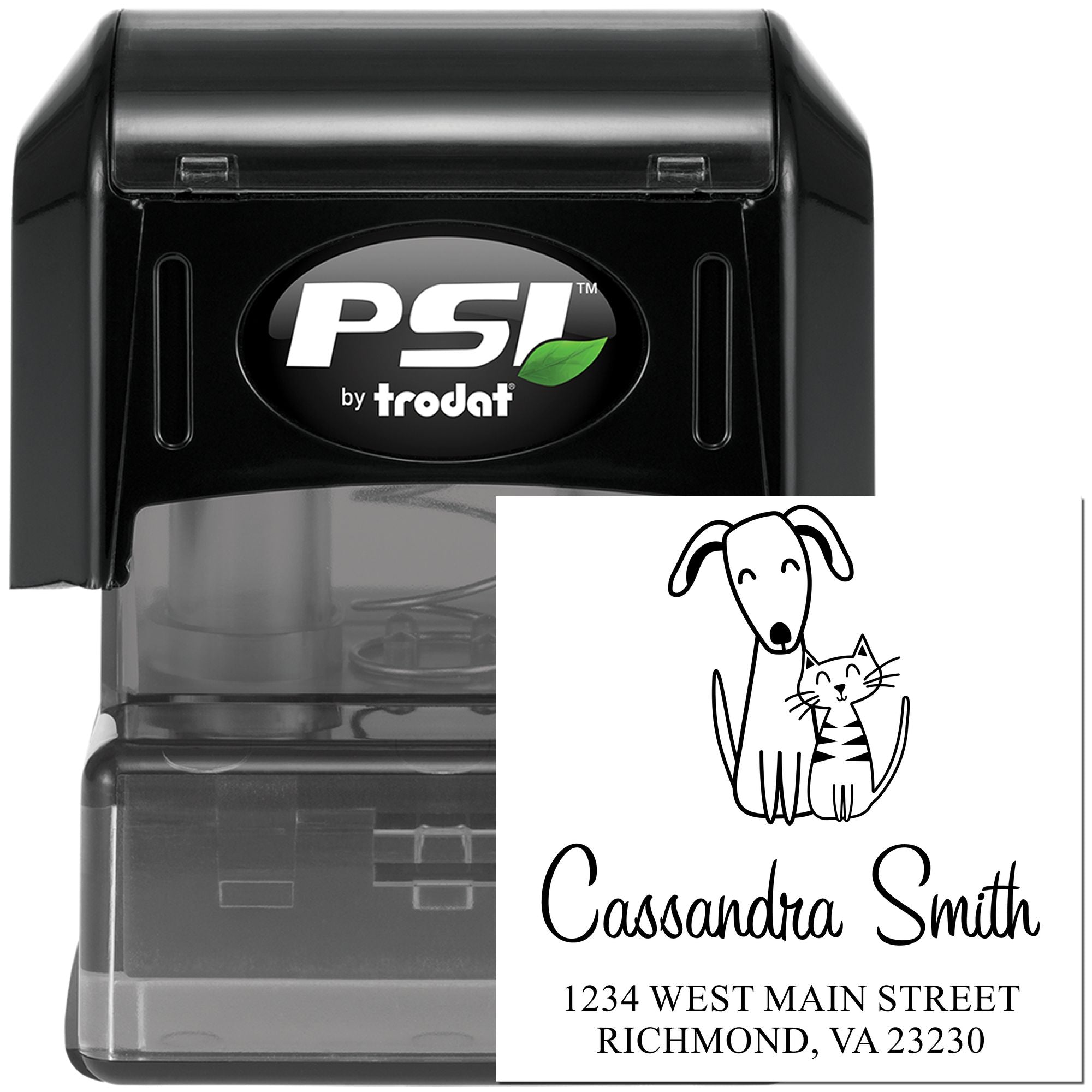 PSI Pre-Inked Whimsical Pets Adorable Pair Customized New Home Stamp - Engineer Seal Stamps