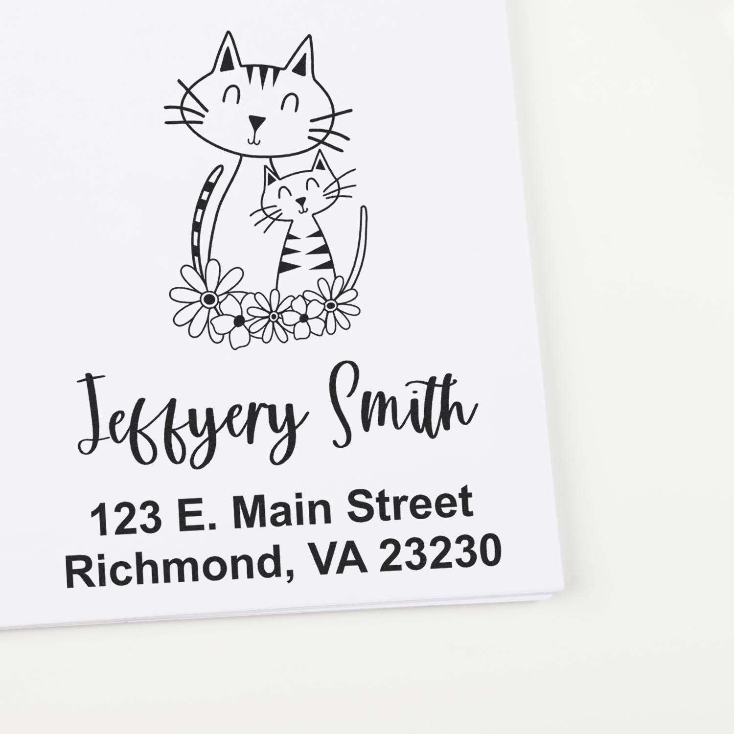 Self-Inking Whimsical Pets Cozy Cats Customized Mailing Stamper - Engineer Seal Stamps