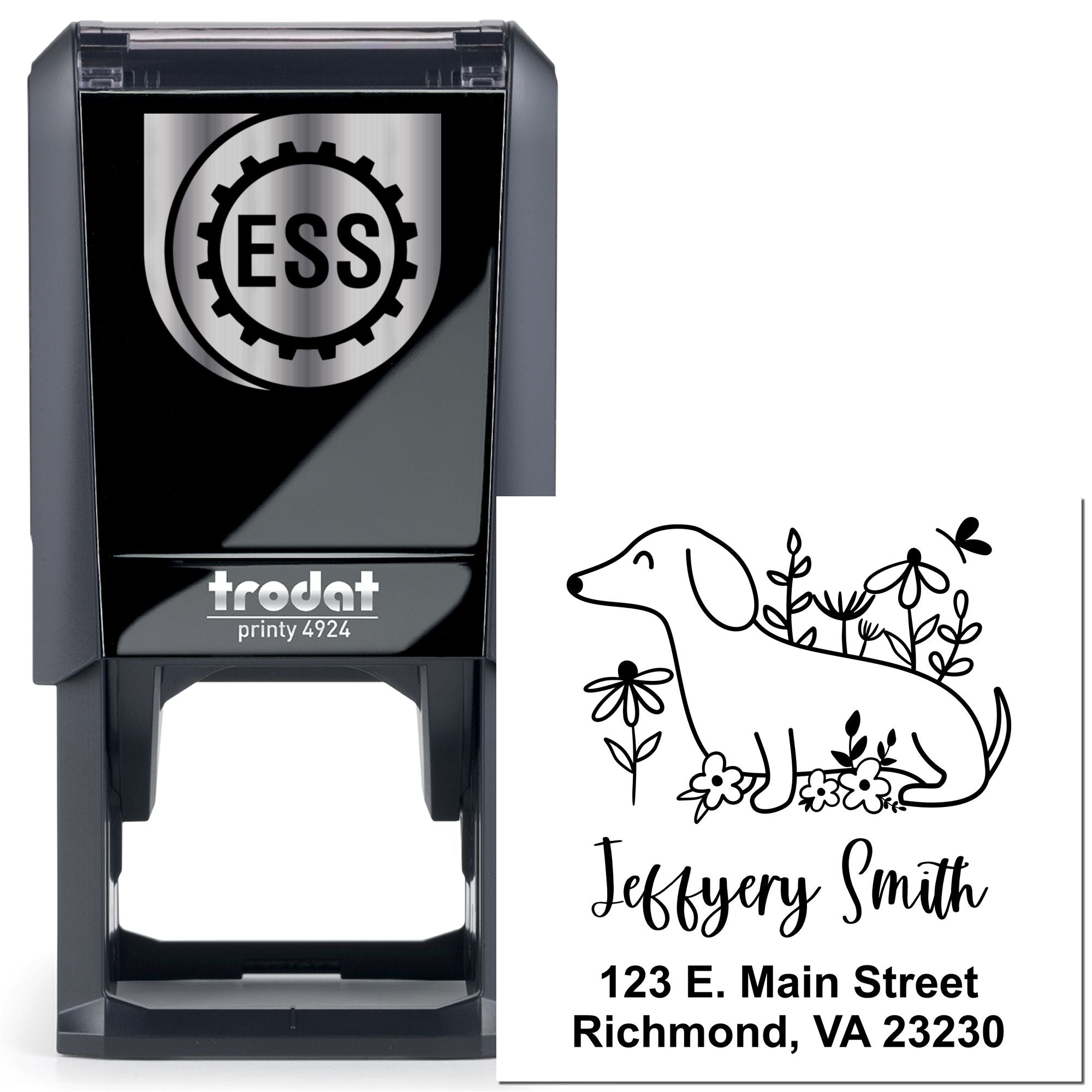 Self-Inking Whimsical Pets Darling Dachshund Customized Address Stamp - Engineer Seal Stamps
