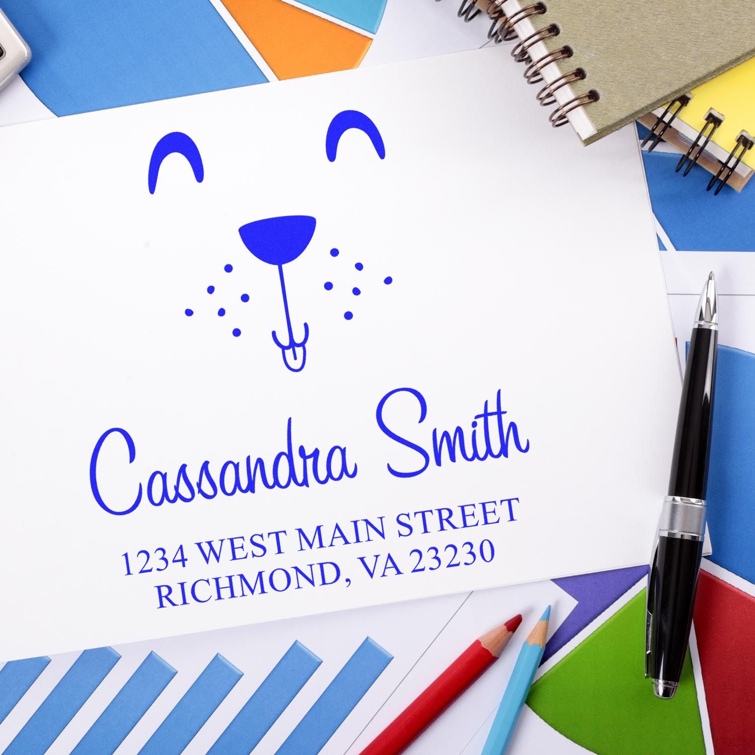 Self-Inking Whimsical Pets Puppy Love Customized Address Stamper - Engineer Seal Stamps