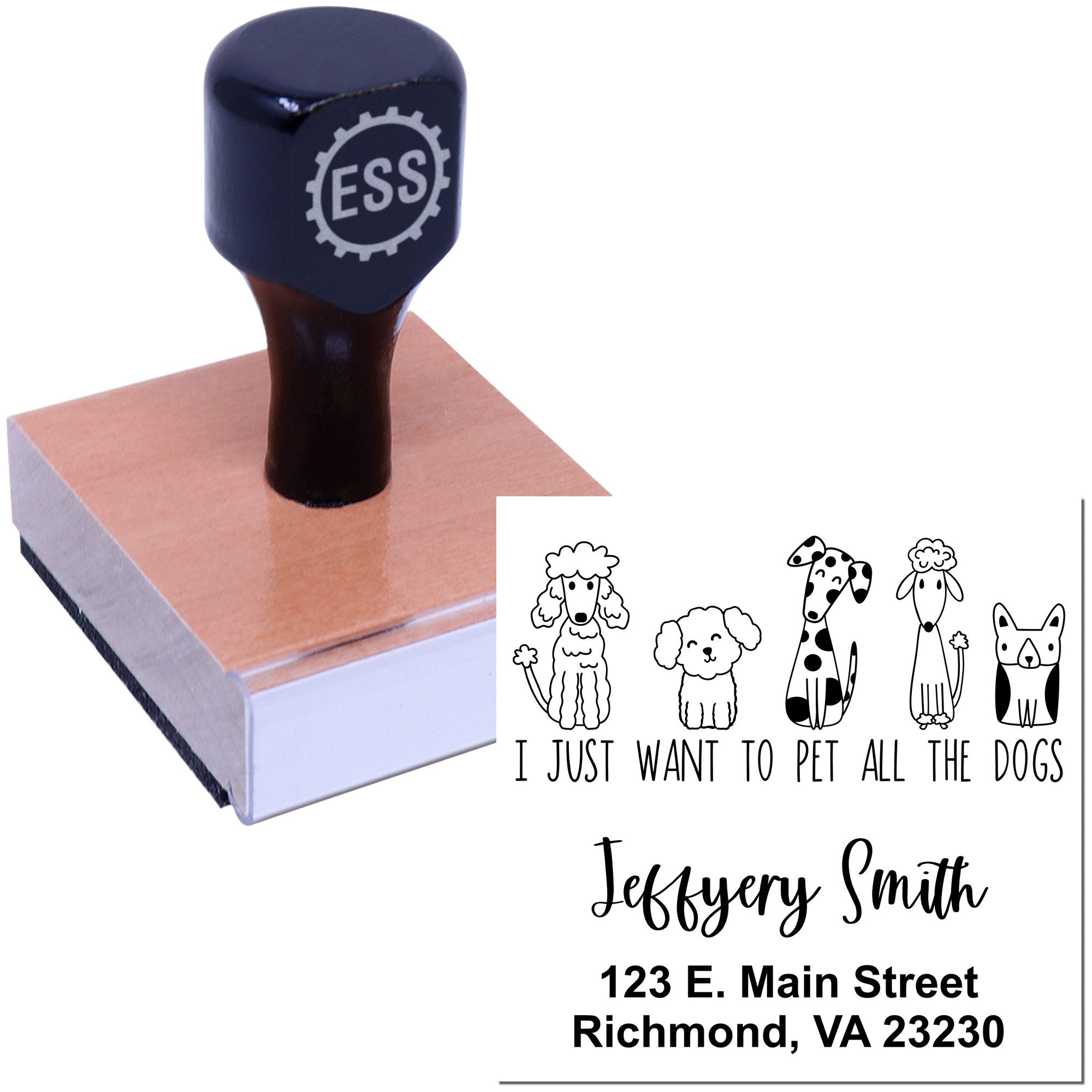 Whimsical Pets Pet the Pooches Personalized Name And Address Stamper