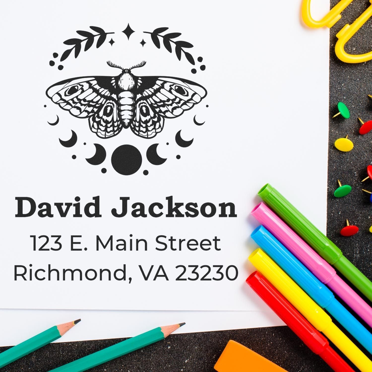 Self-Inking Butterfly Enchantment Customized Return Address Stamp - Engineer Seal Stamps