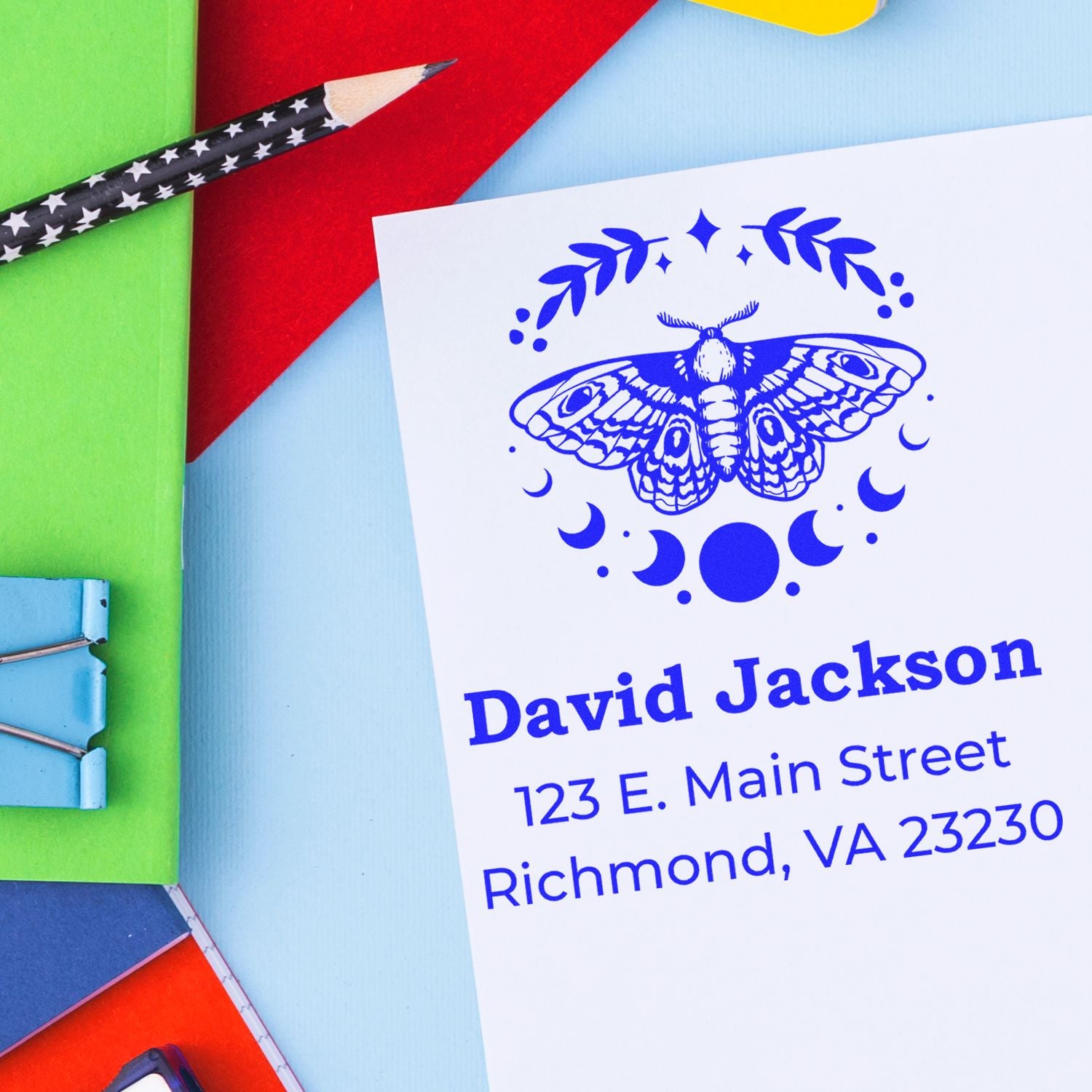 Self-Inking Butterfly Enchantment Customized Return Address Stamp - Engineer Seal Stamps