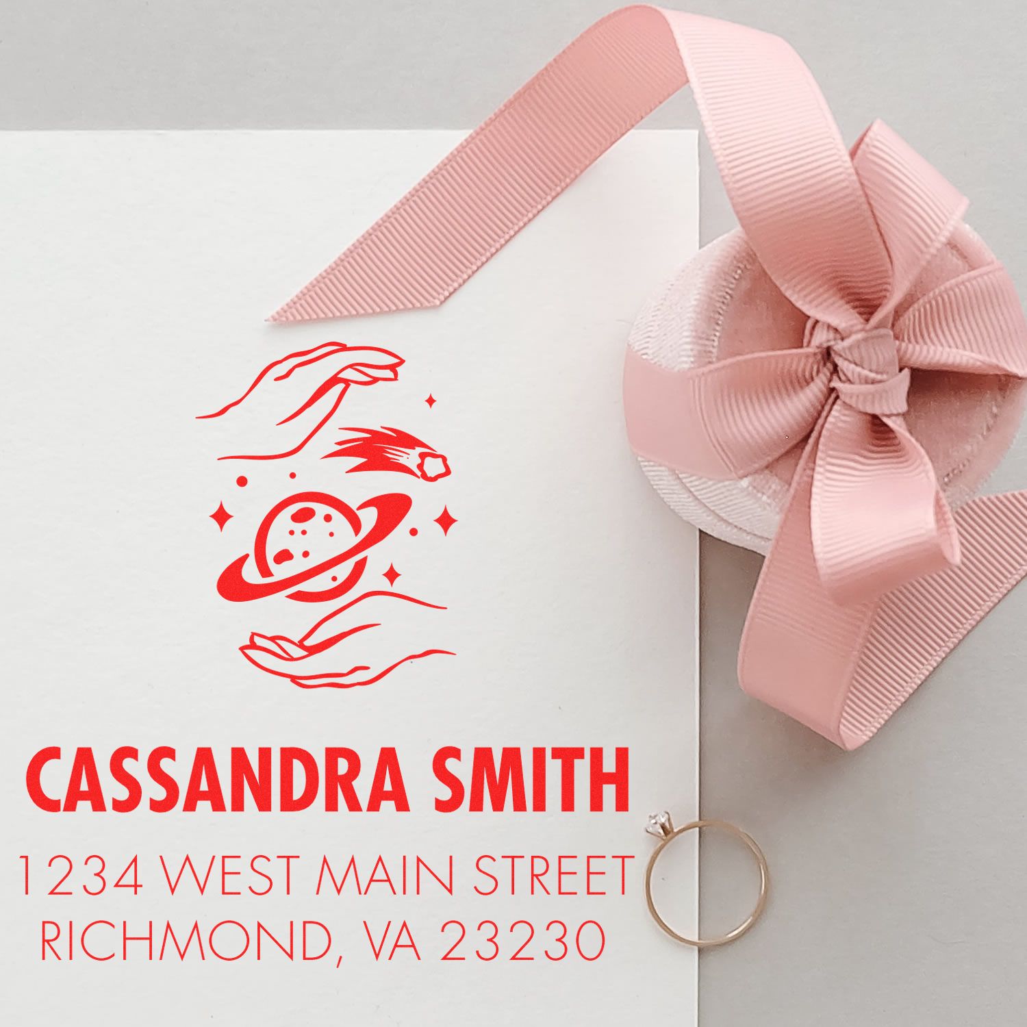 Shaping Planets Celestial Personalized Return Address Stamp - Engineer Seal Stamps