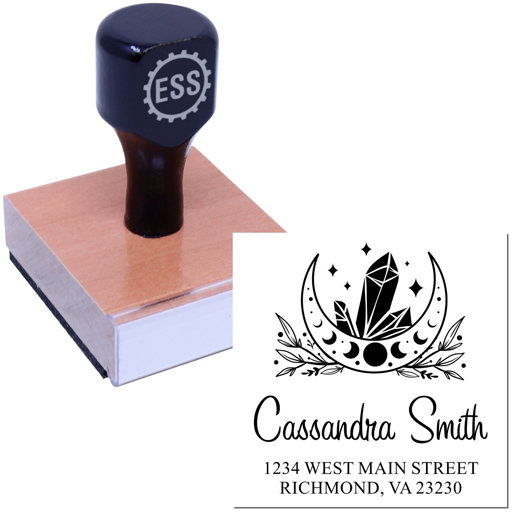 Crystal Moon Personalized Name And Address Stamper - Engineer Seal Stamps