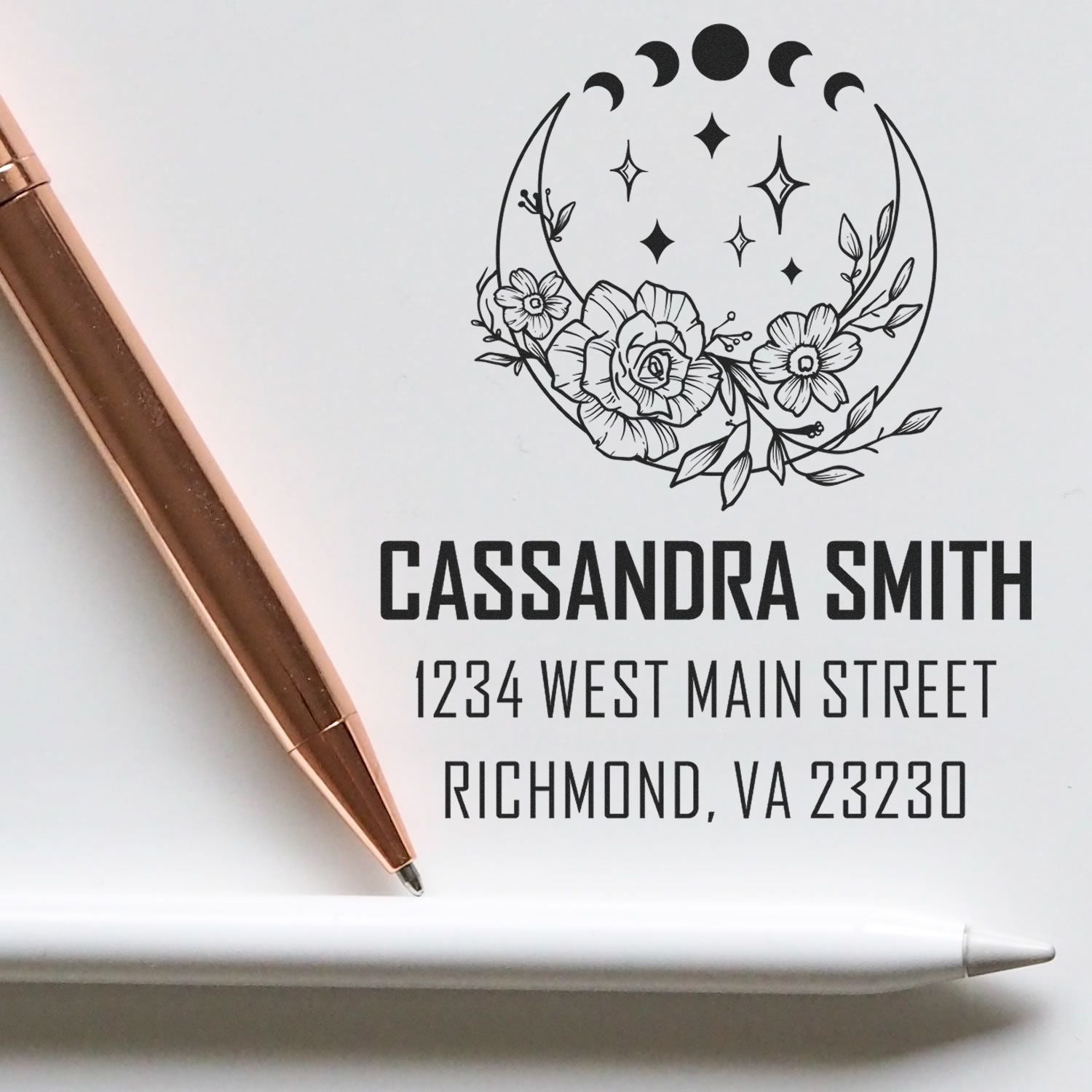 Majestic Moon Personalized Return Address Stamper - Engineer Seal Stamps