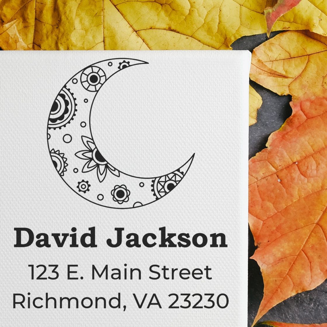 Elaborate Moon Personalized Return Address Stamper - Engineer Seal Stamps