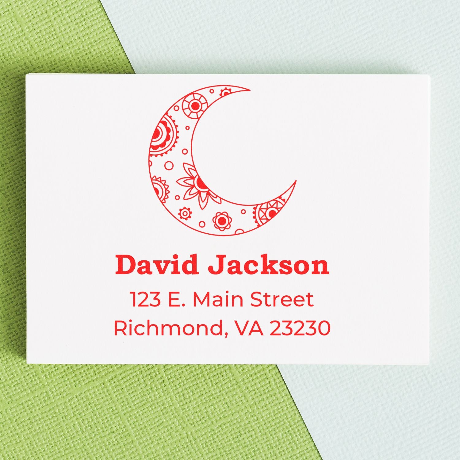 Elaborate Moon Celestial Personalized Return Address Stamper - Engineer Seal Stamps