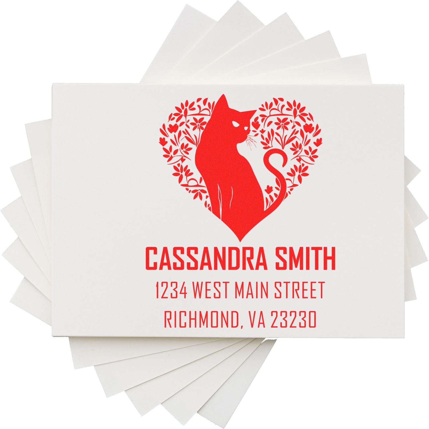 Flowering Feline Personalized New Home Stamp - Engineer Seal Stamps