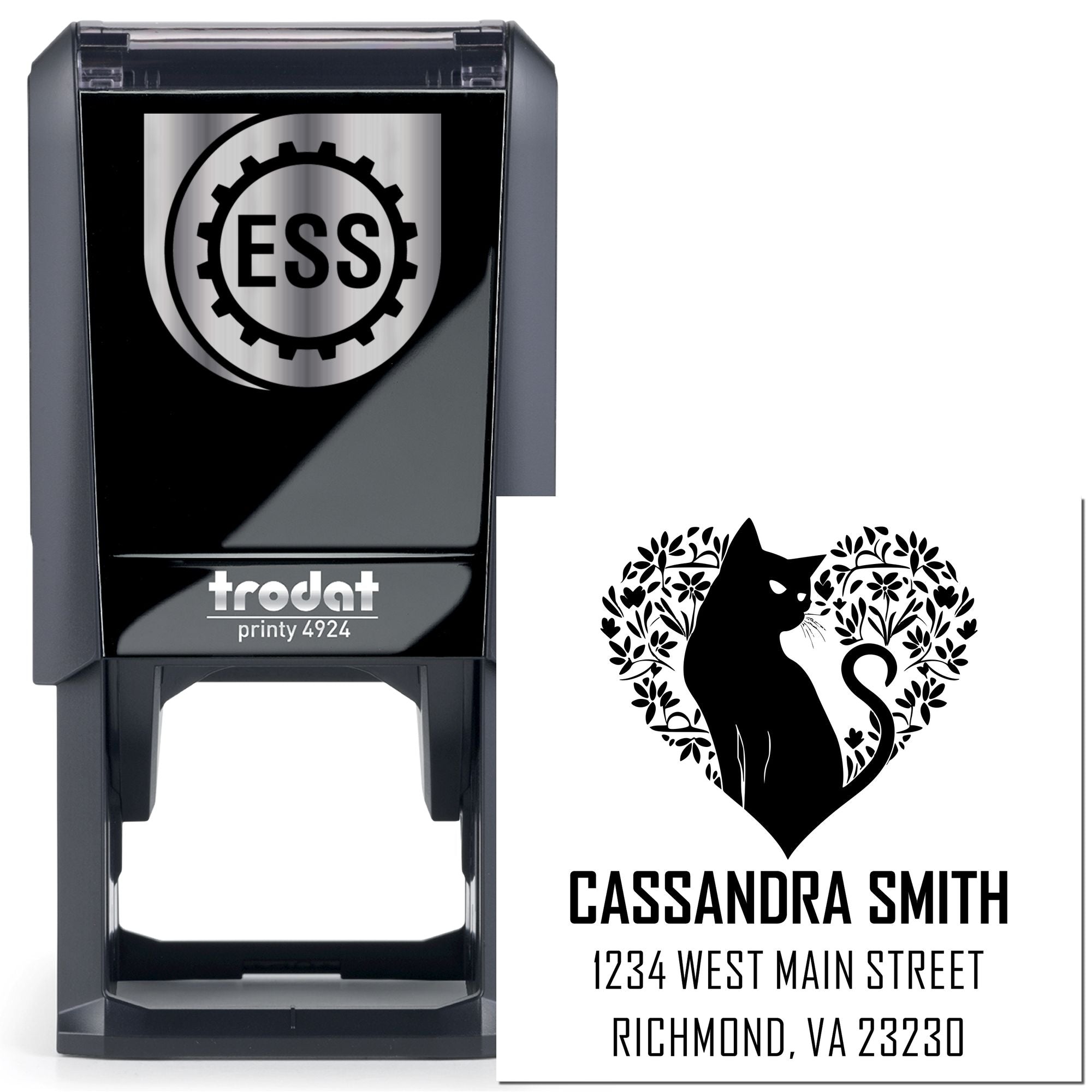 Self-Inking Flowering Feline Address Stamper - Engineer Seal Stamps
