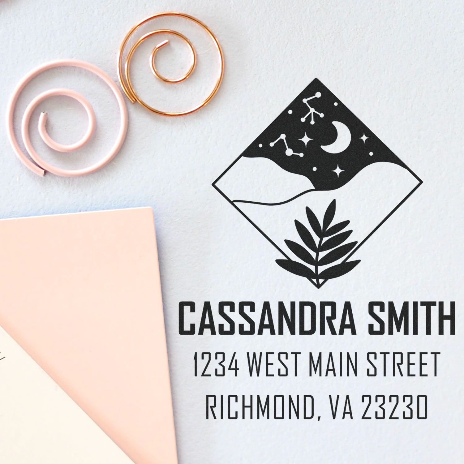 Self-Inking Desert Sky Name And Address Stamper - Engineer Seal Stamps