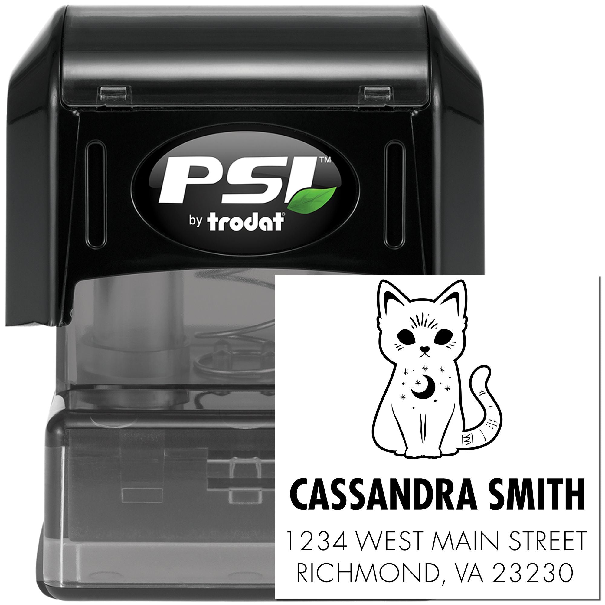 Astro Kitty Celestial Personalized New Home Stamper - Engineer Seal Stamps