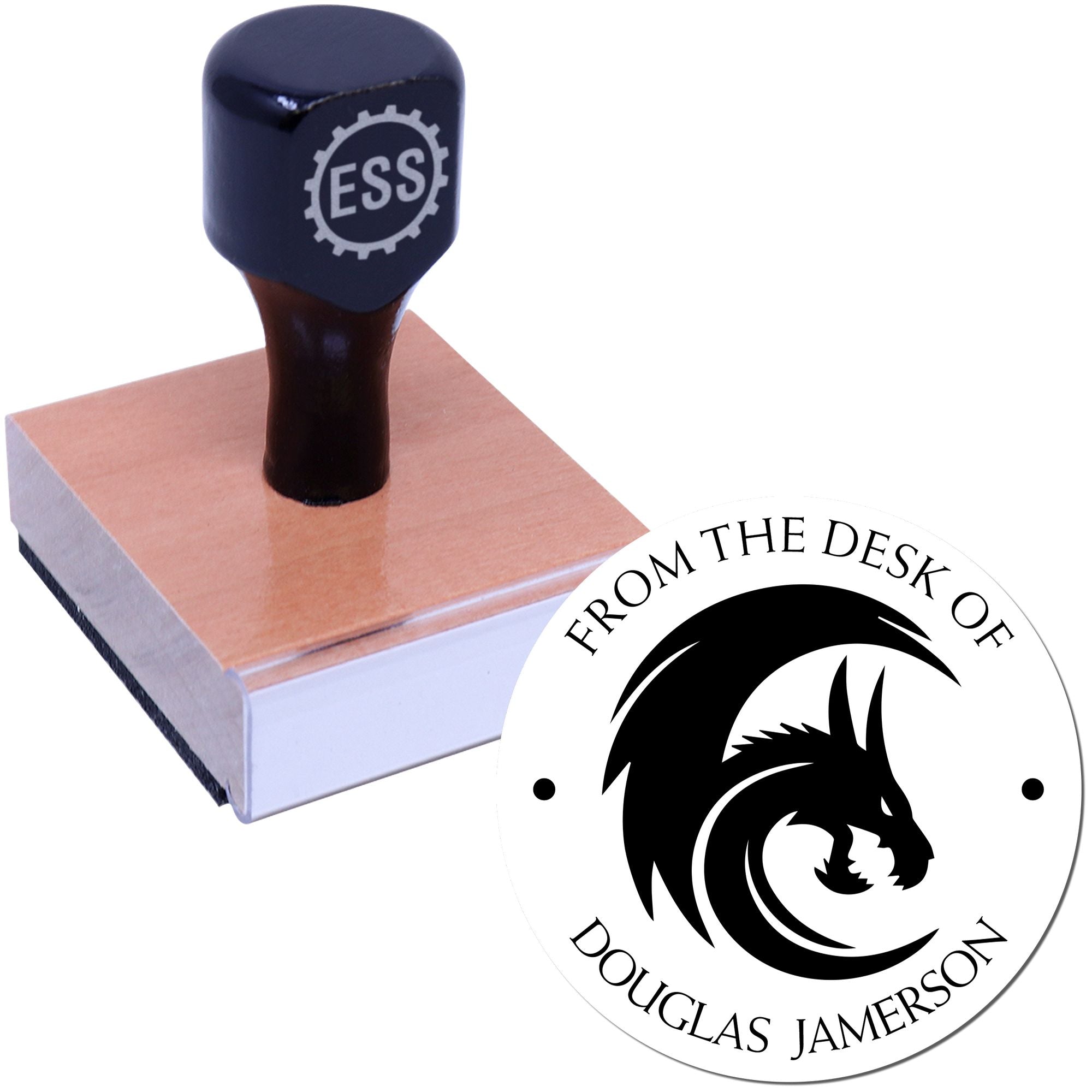 Wood Handle Flame Whisker Custom Book Name Stamper - Engineer Seal Stamps