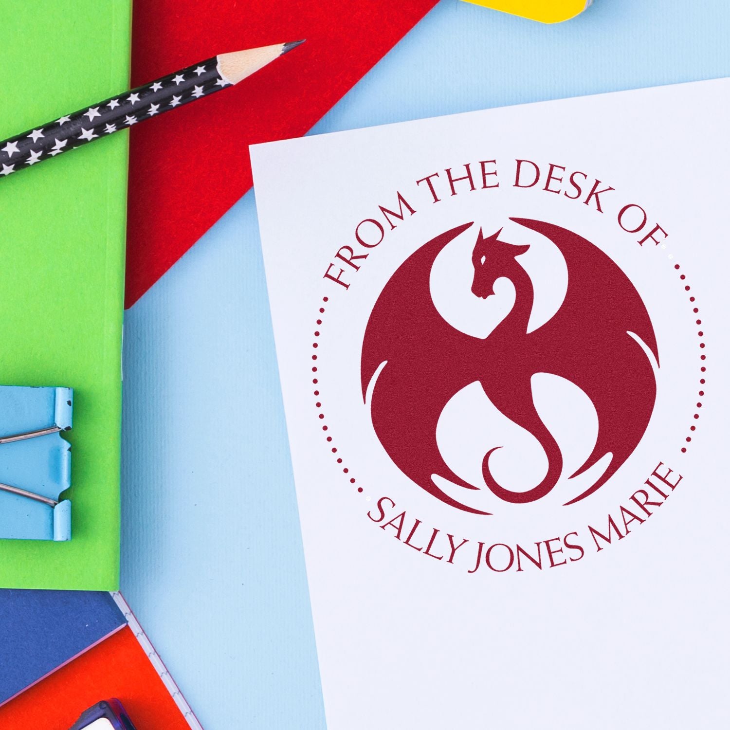 Self-Inking Sparkle Scales Custom Made Bibliophile Stamp - Engineer Seal Stamps