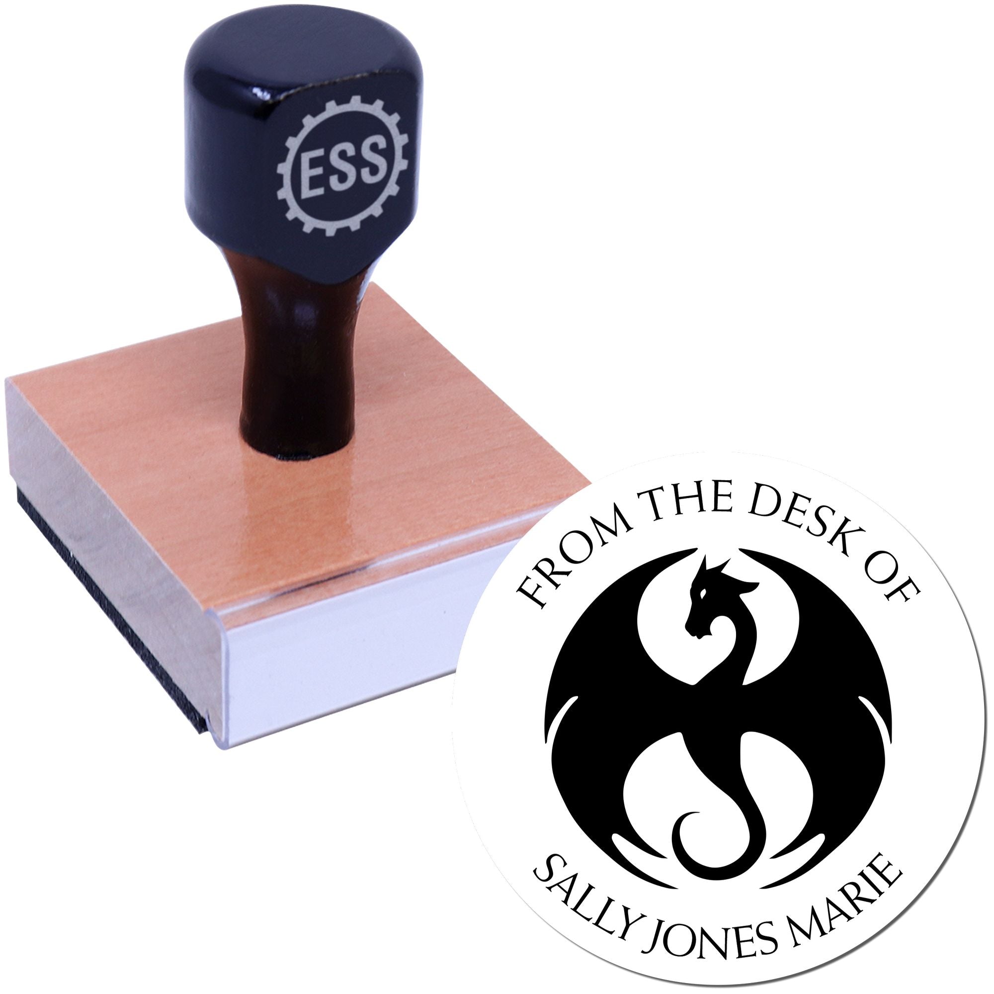 Wood Handle Sparkle Scales Custom Book Ownership Stamp