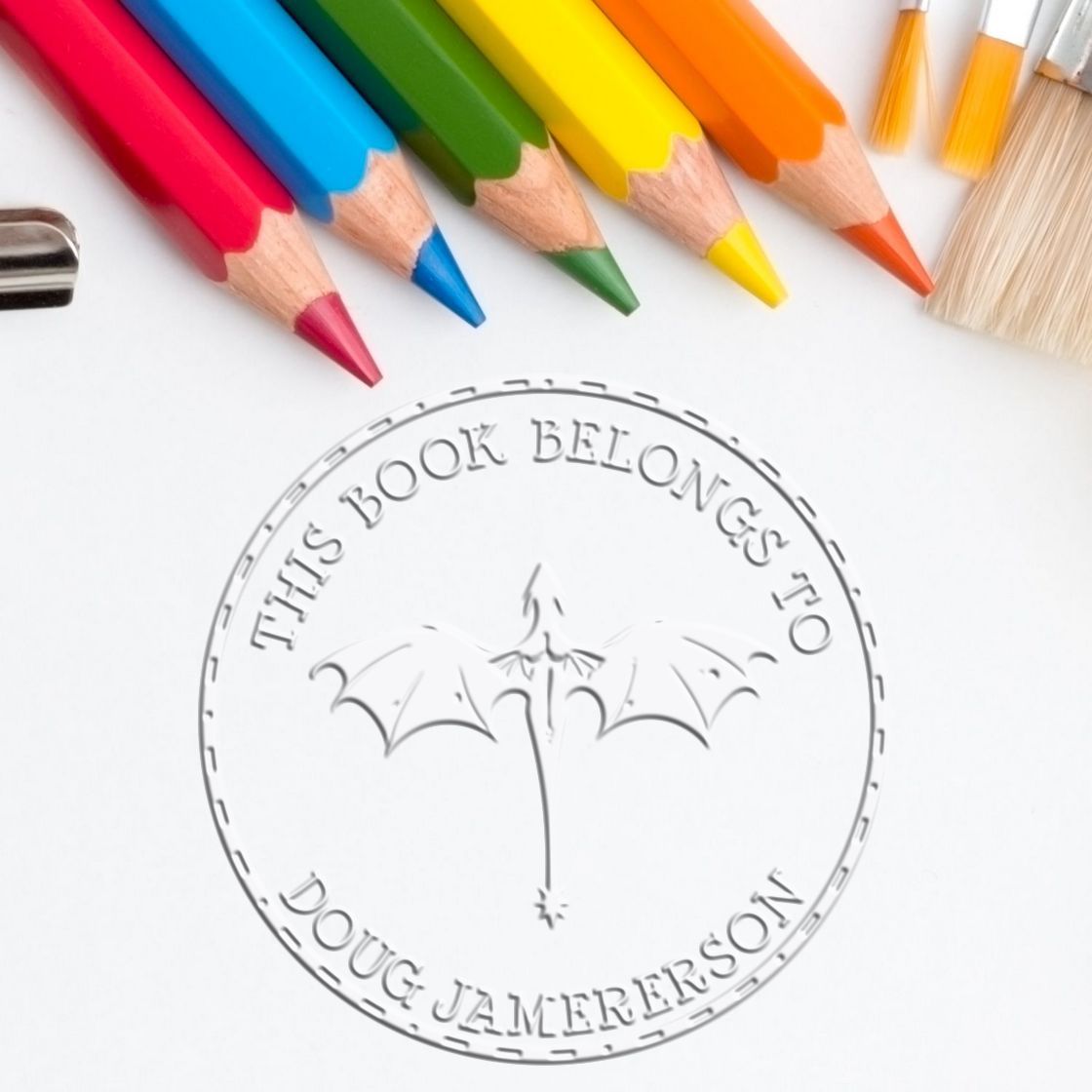 Hybrid Twilight Fang Personalized Bookplate Embosser - Engineer Seal Stamps