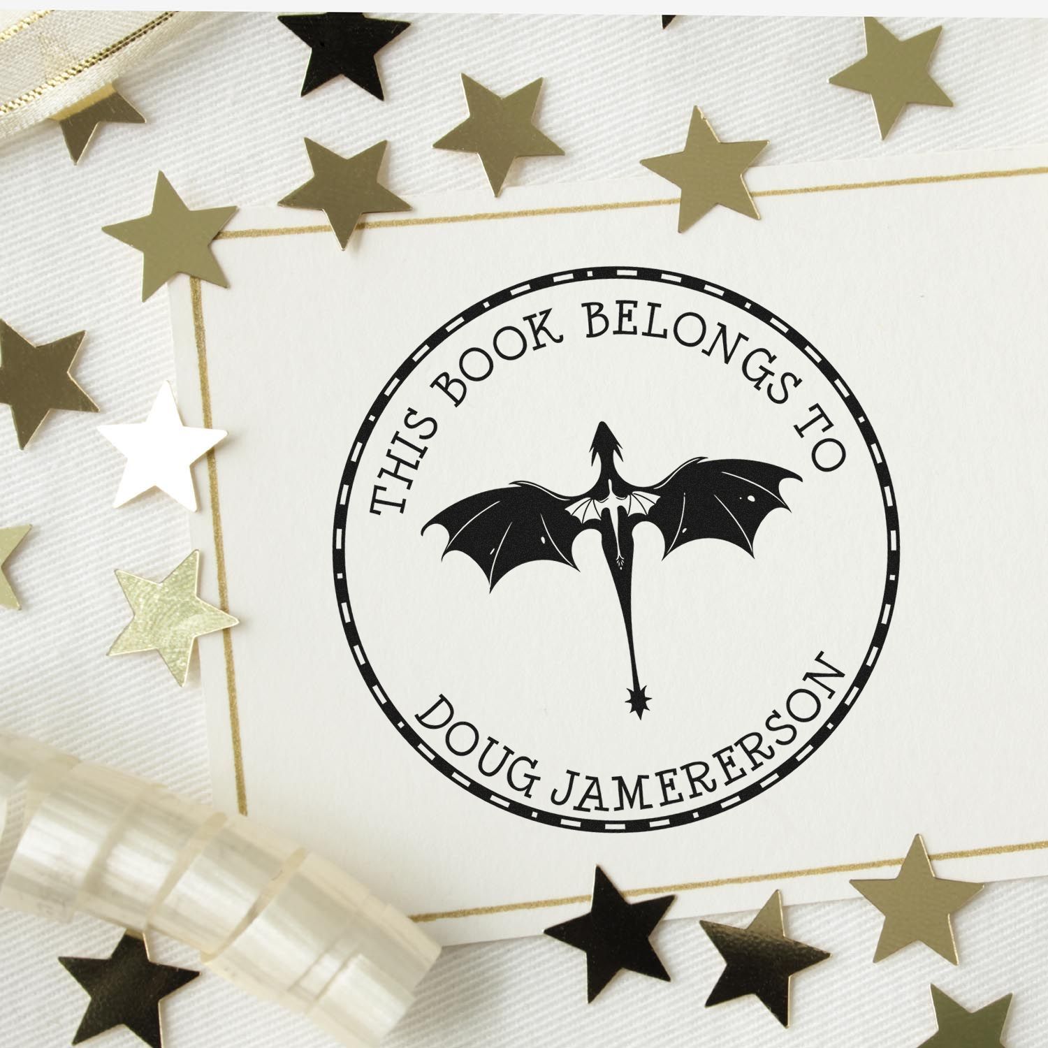 Pre-Inked Twilight Fang Personalized My Library Stamper - Engineer Seal Stamps