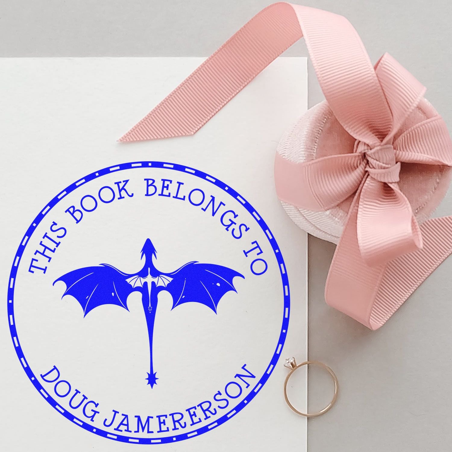 Wood Handle Twilight Fang Custom Book Ownership Stamper - Engineer Seal Stamps