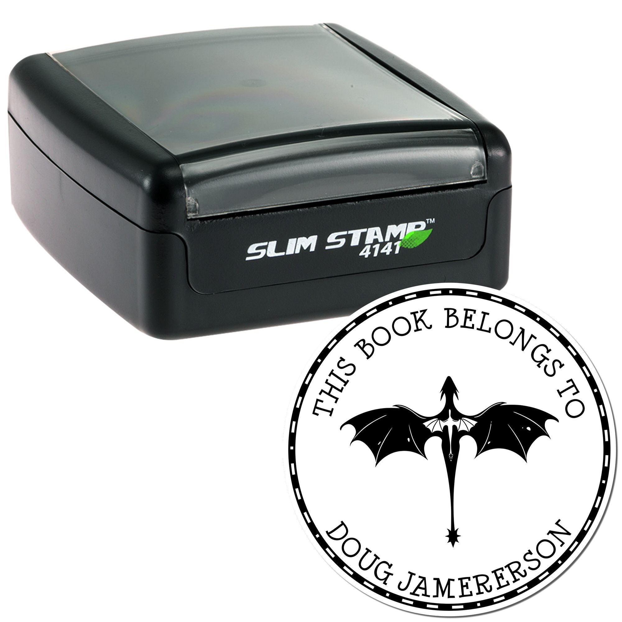 Pre-Inked Twilight Fang Personalized My Library Stamper - Engineer Seal Stamps