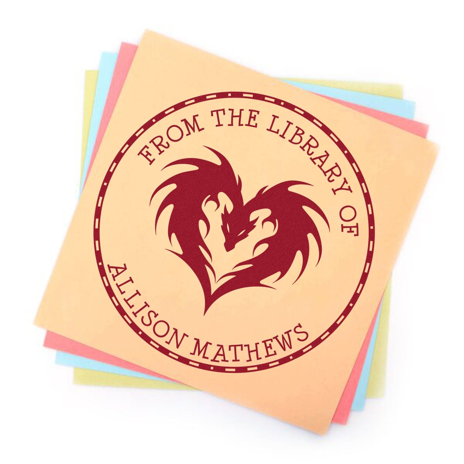 Wood Handle Mystic Wind Custom Book Ownership Label Stamp - Engineer Seal Stamps