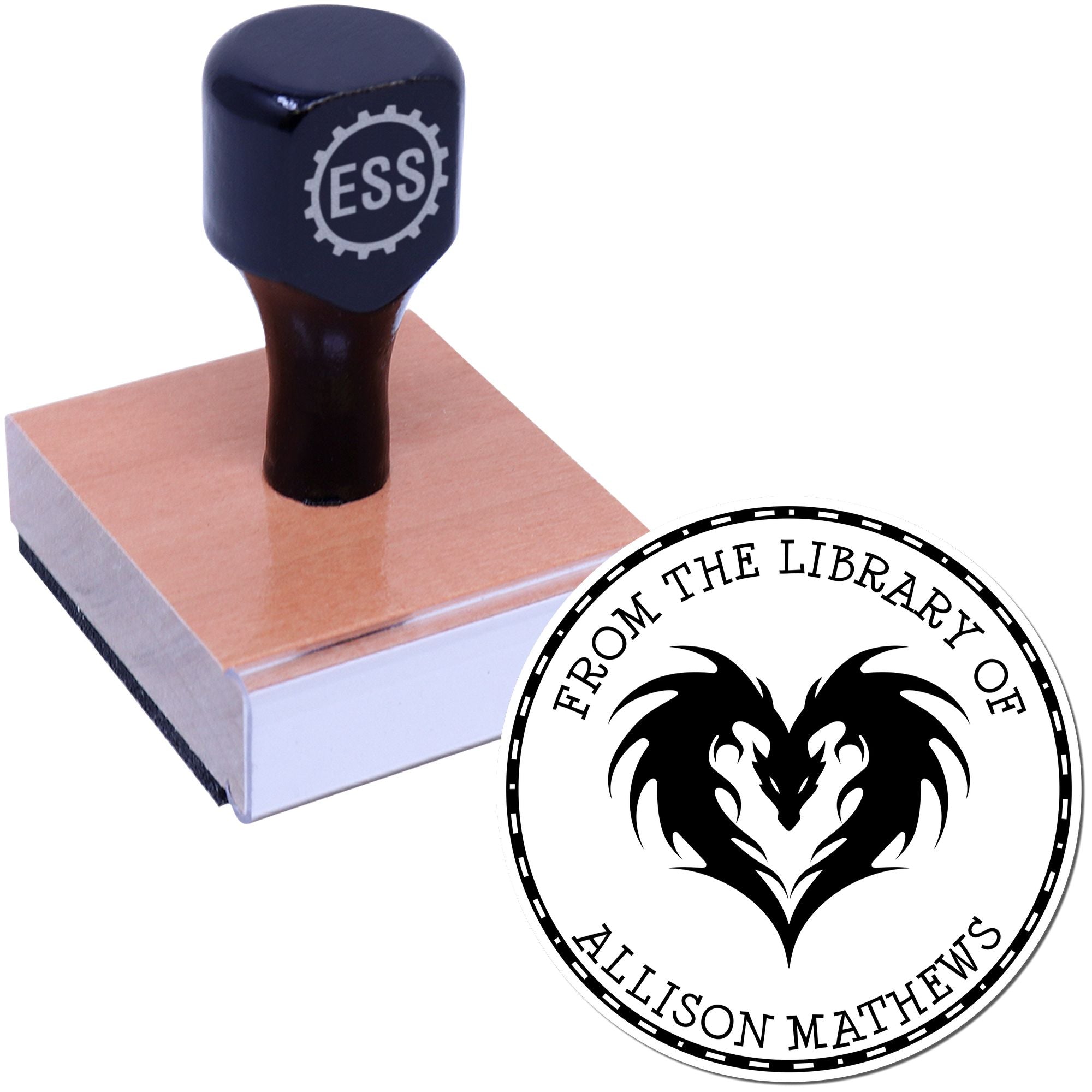 Wood Handle Mystic Wind Custom Book Ownership Label Stamp - Engineer Seal Stamps