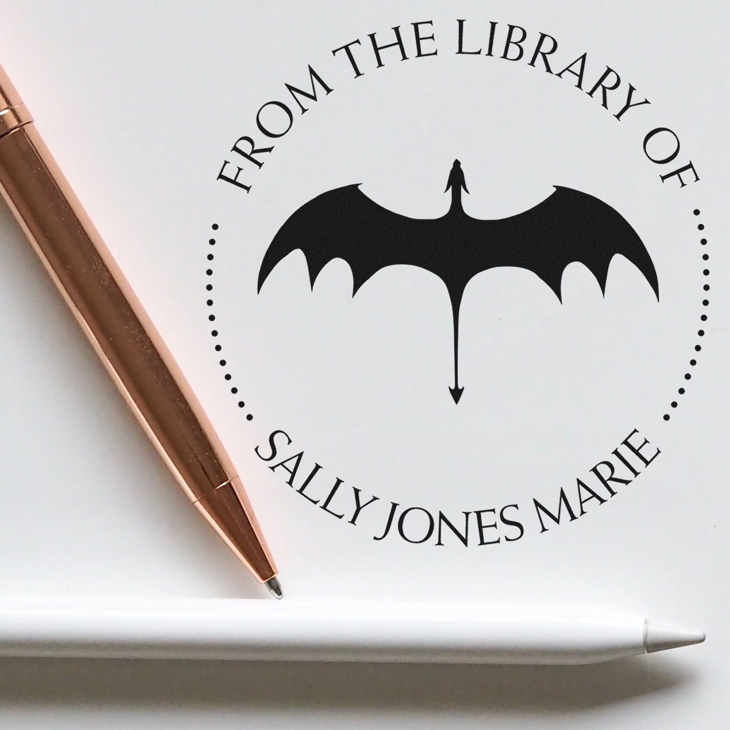 Wood Handle Emerald Eyes Custom Book Property Stamper - Engineer Seal Stamps