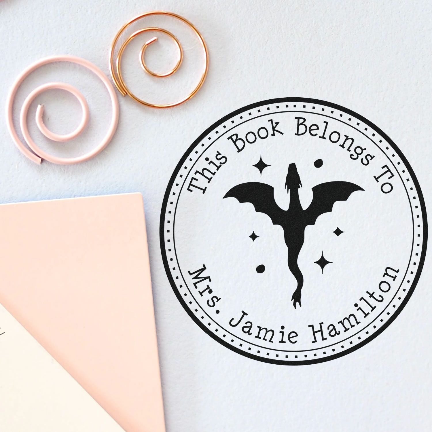 Self-Inking Star Roar Custom Made Book Name Stamp - Engineer Seal Stamps