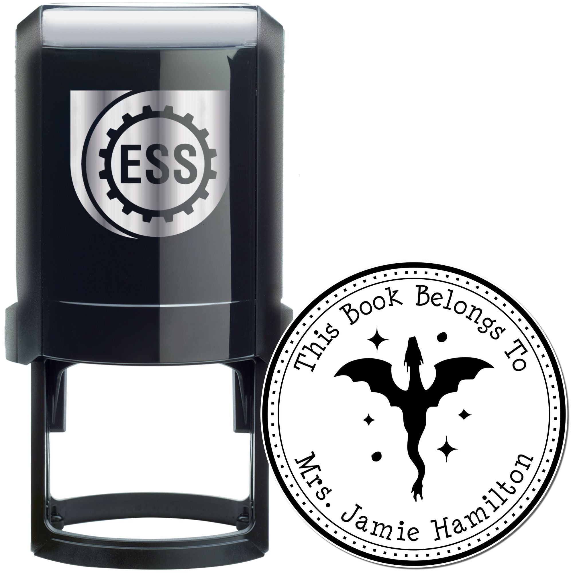 Self-Inking Star Roar Custom Made Book Name Stamp - Engineer Seal Stamps