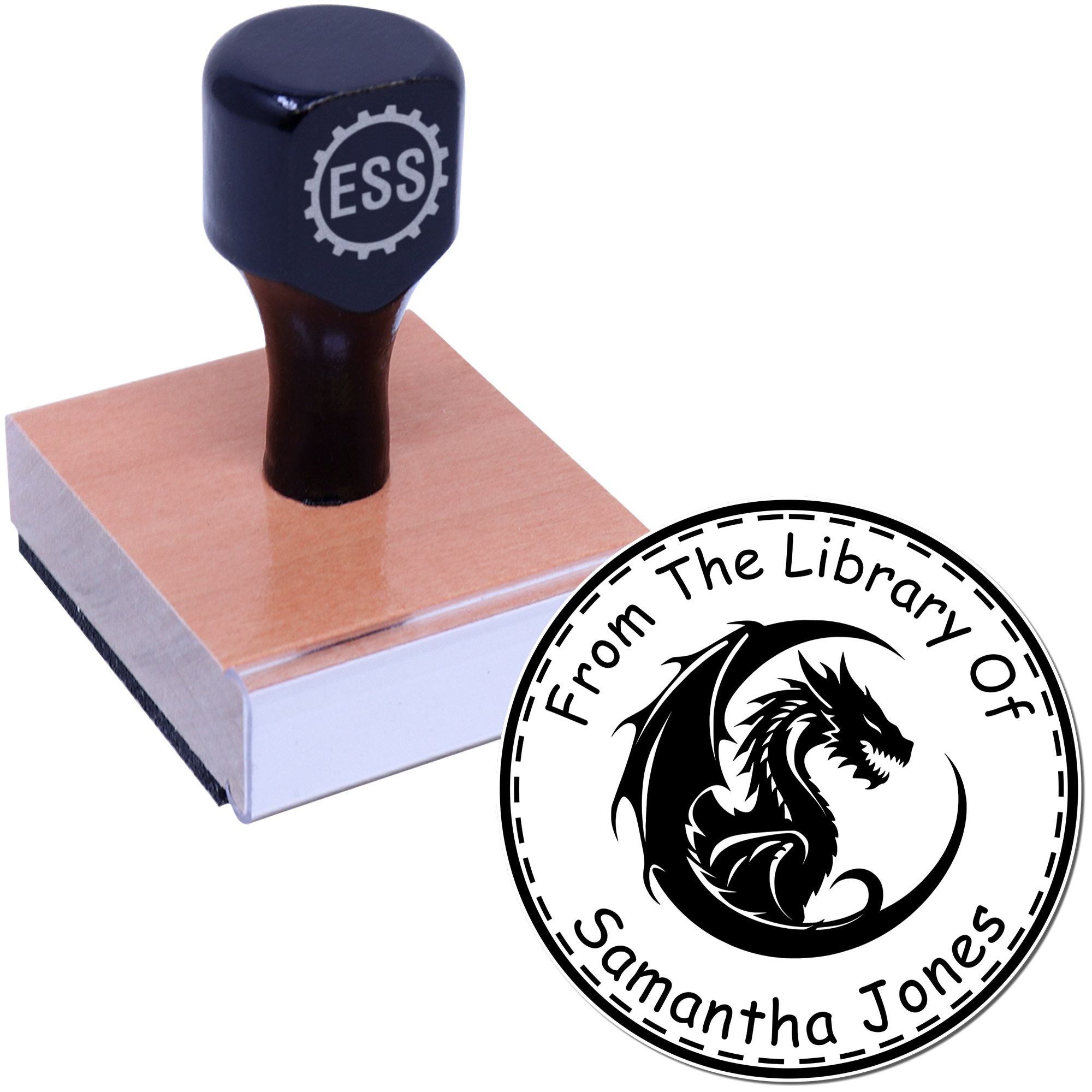 Wood Handle Shimmer Shade Custom Library Name Stamp
