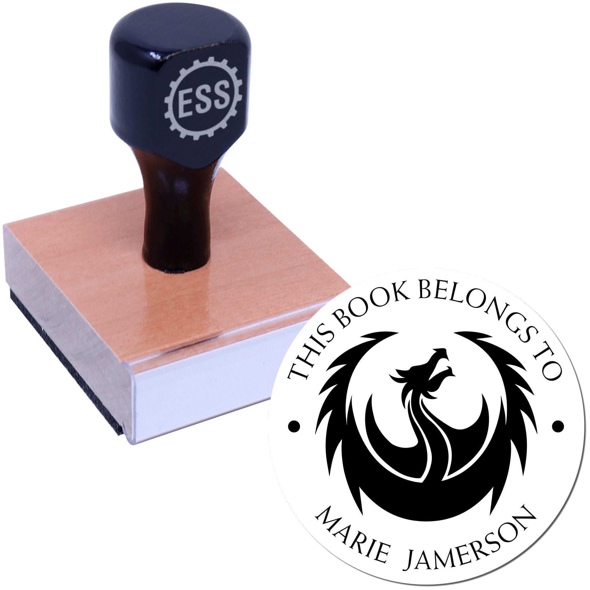 Wood Handle Breeze Blaze Custom Library Name Stamper - Engineer Seal Stamps
