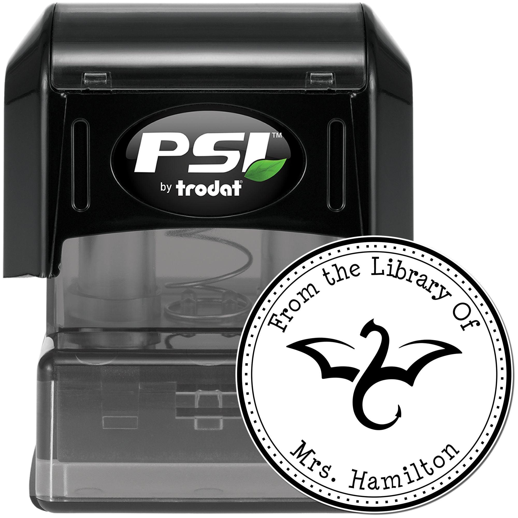 PSI Pre-Inked Thunder Wing Personalized Book Name Stamp - Engineer Seal Stamps