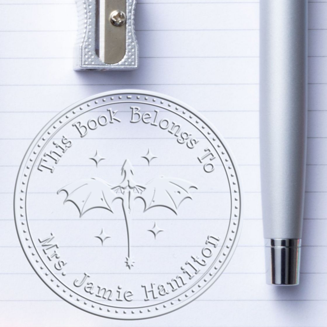 Soft Diamond Scale Personalized Book Name Embossing Seal