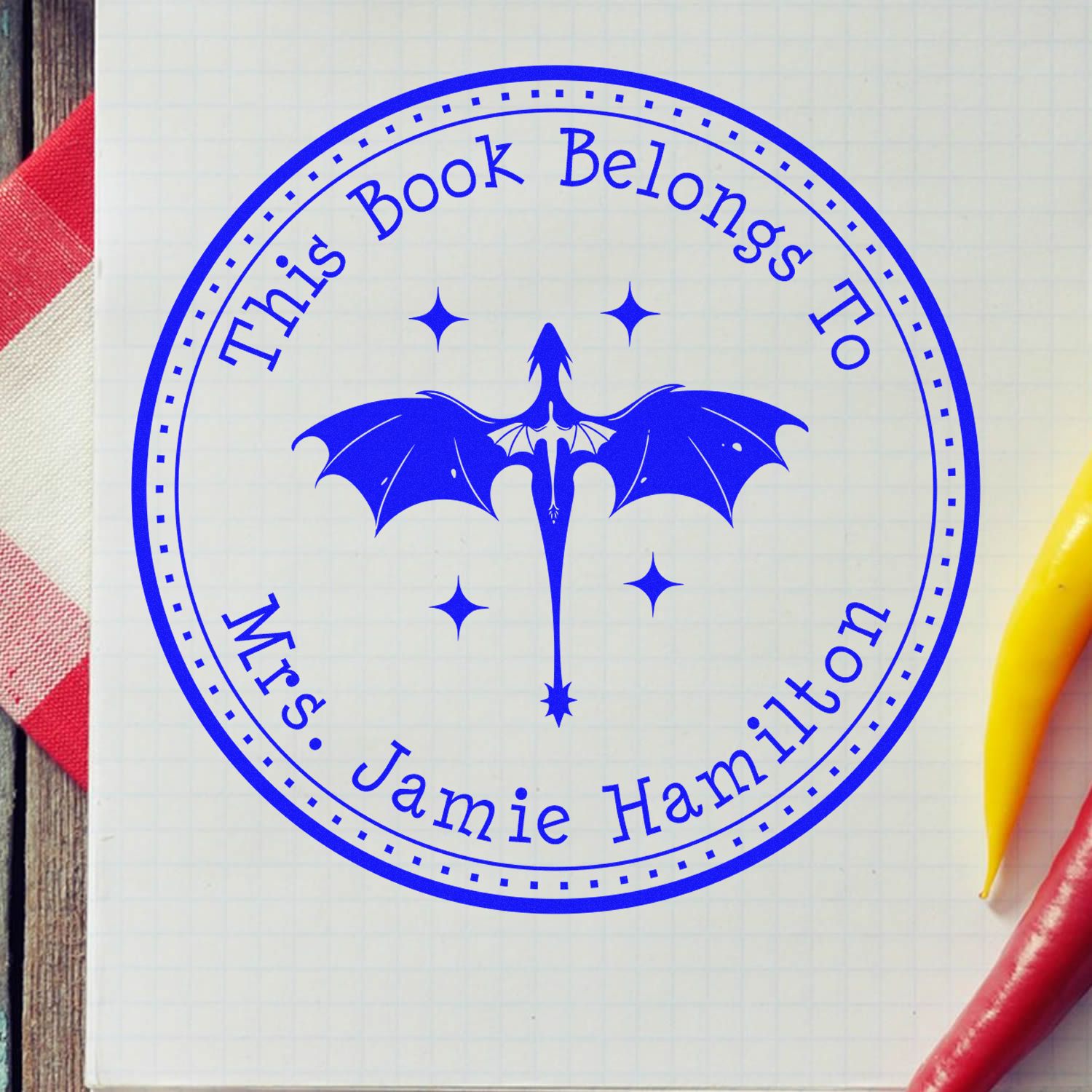 Pre-Inked Diamond Scale Customized Bibliophile Stamp - Engineer Seal Stamps