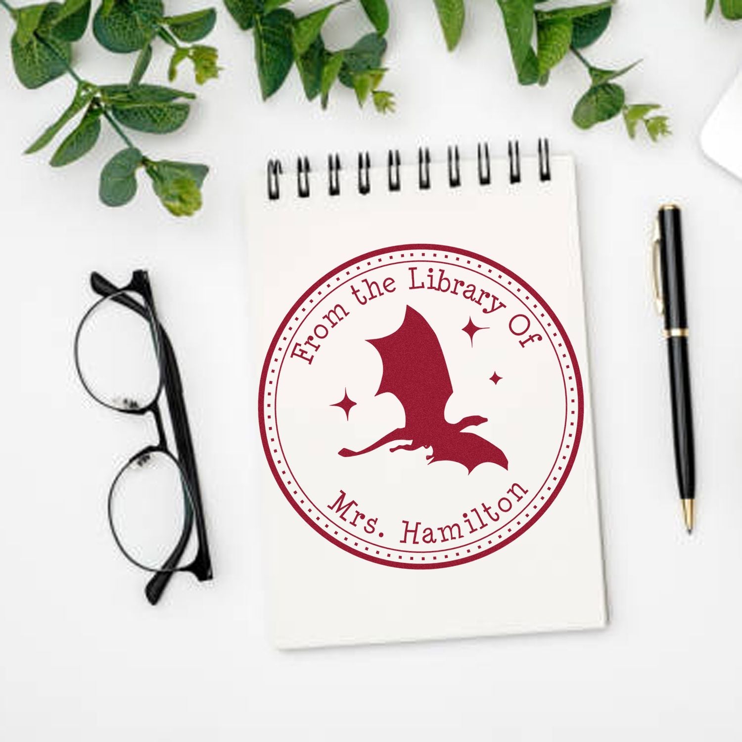 PSI Pre-Inked Moon Shadow Personalized Book Ownership Stamper - Engineer Seal Stamps