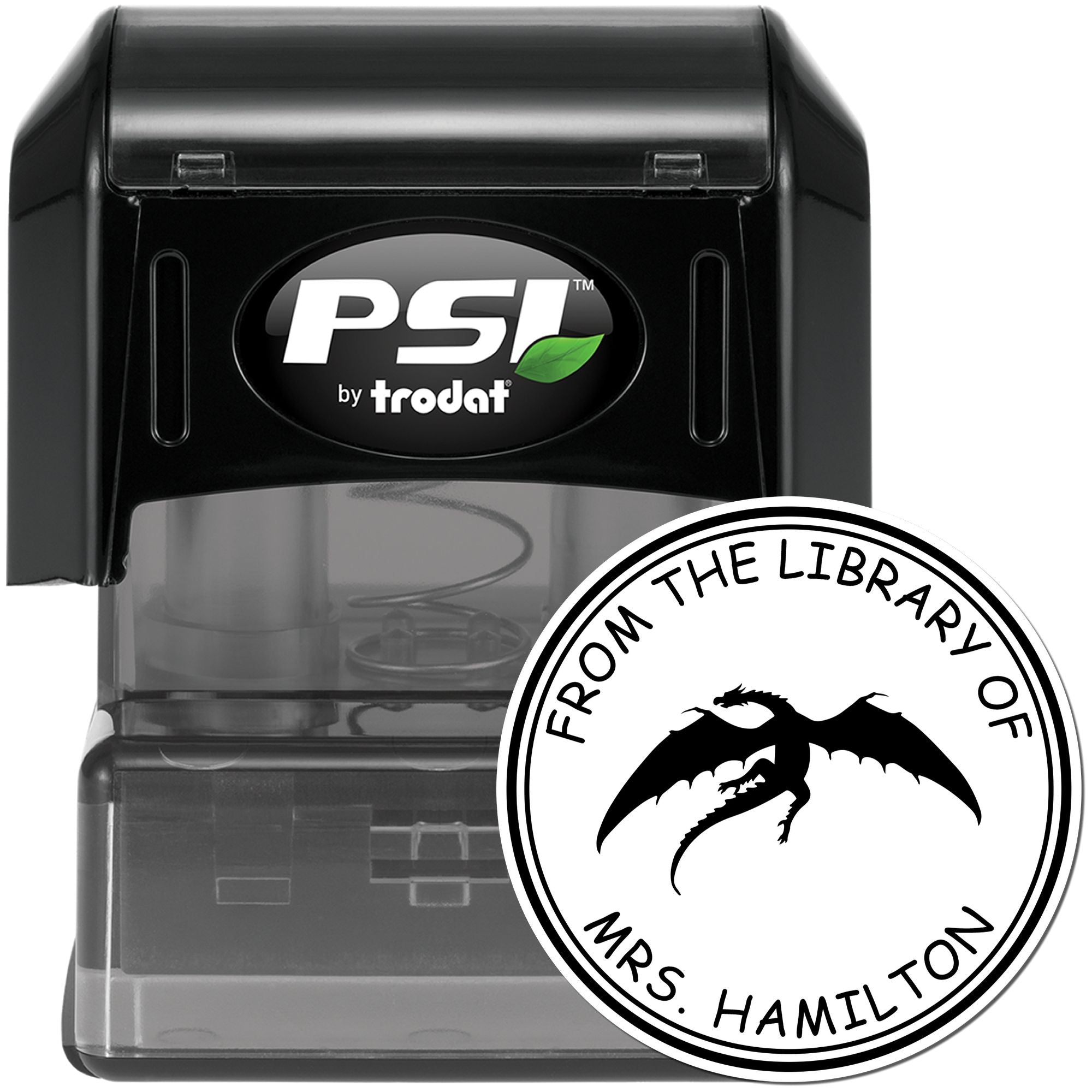 PSI Pre-Inked Storm Whisper Personalized Book Ownership Label Stamper - Engineer Seal Stamps
