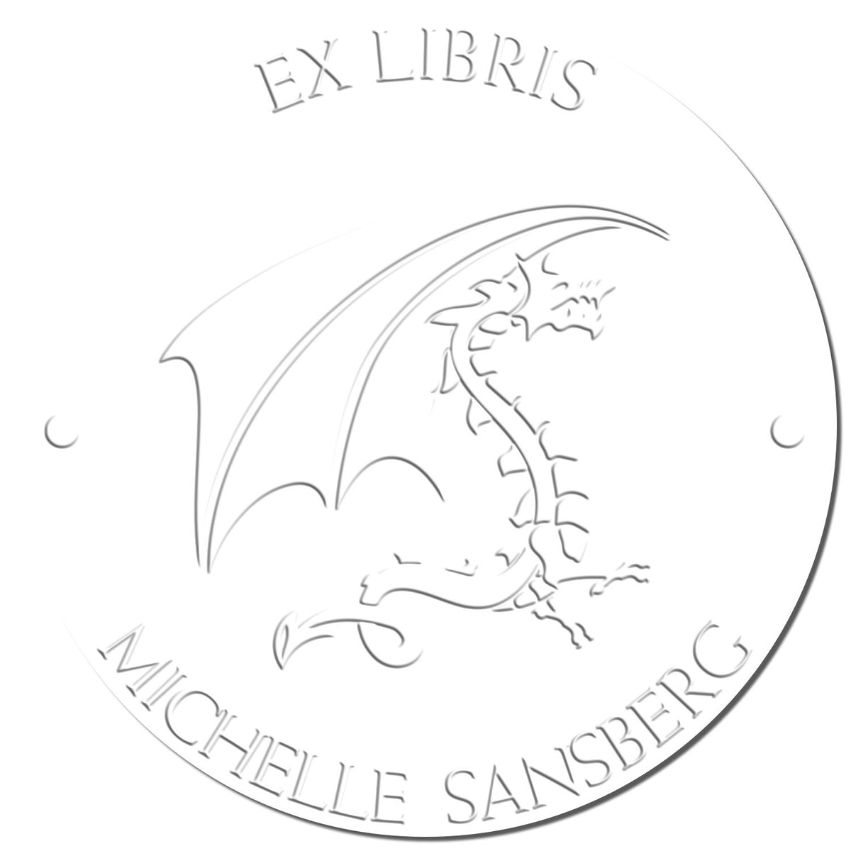 Shiny Soft Crystal Gaze Personalized Book Ownership Embosser featuring a fantasy-themed stamp with an engraved imprint.