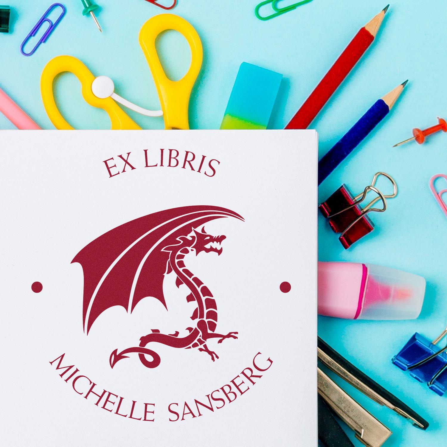 Wood Handle Crystal Gaze Custom Ownership Stamper - Engineer Seal Stamps