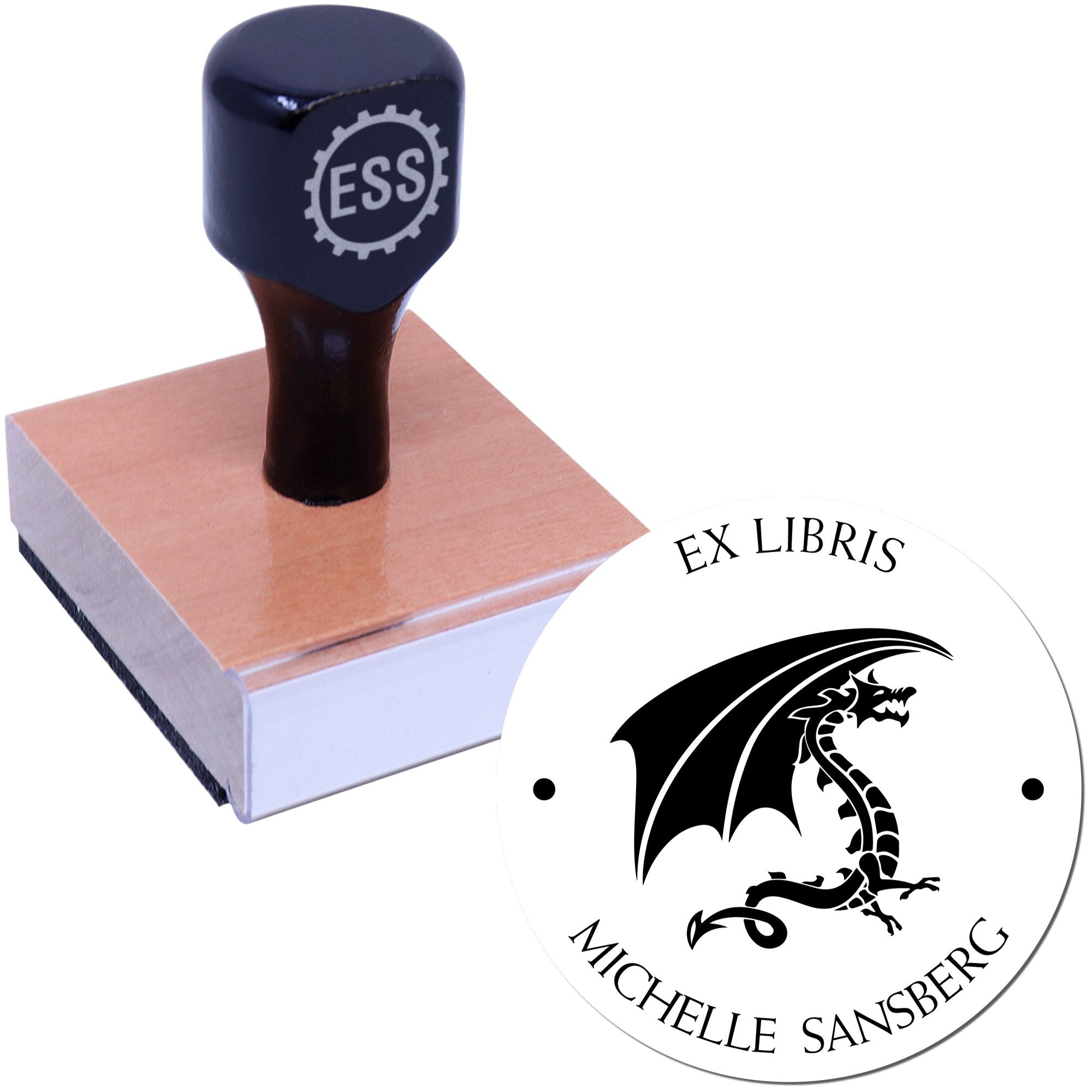 Wood Handle Crystal Gaze Custom Ownership Stamper - Engineer Seal Stamps